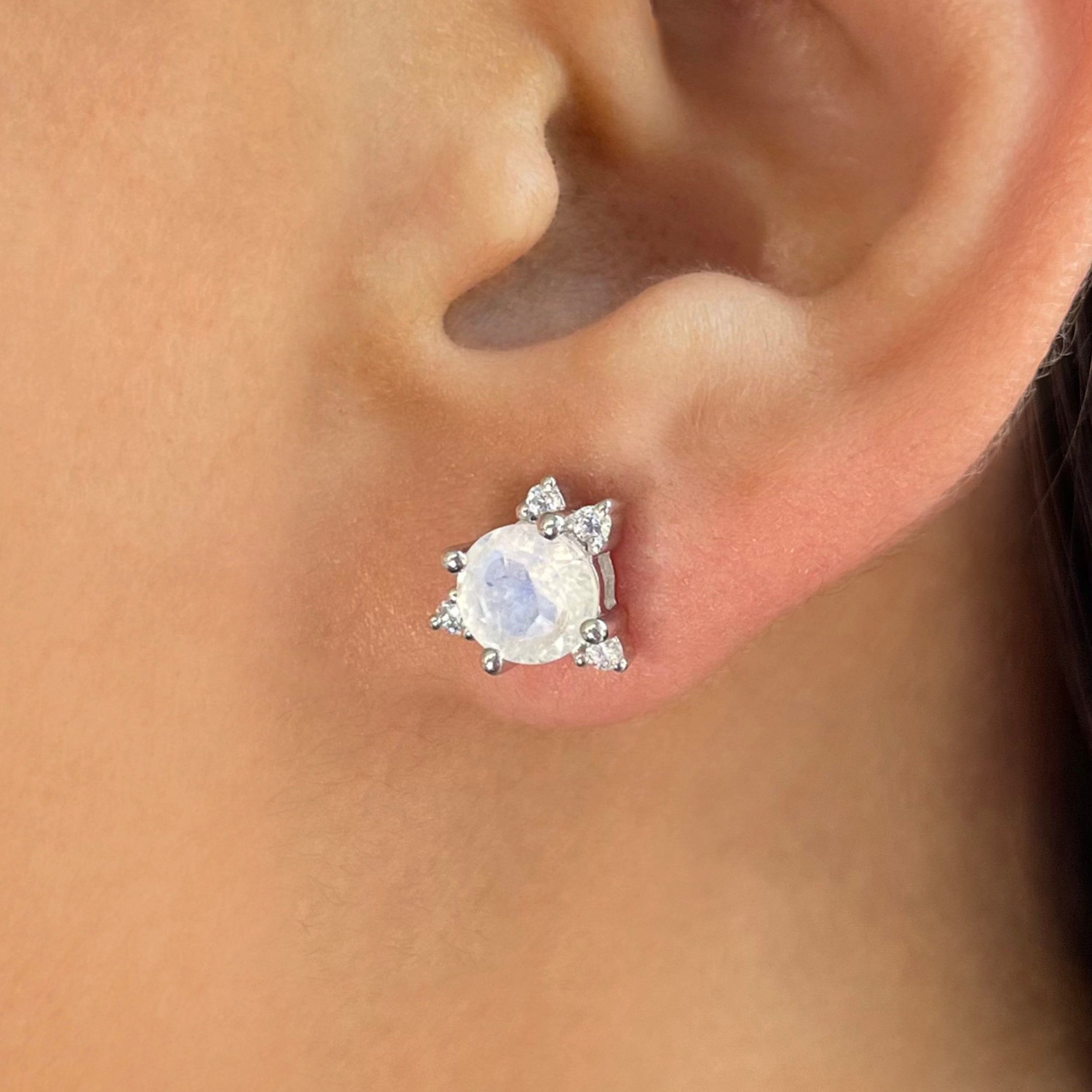 Moonstone Stud Earrings-(RBM-SE-1260.)