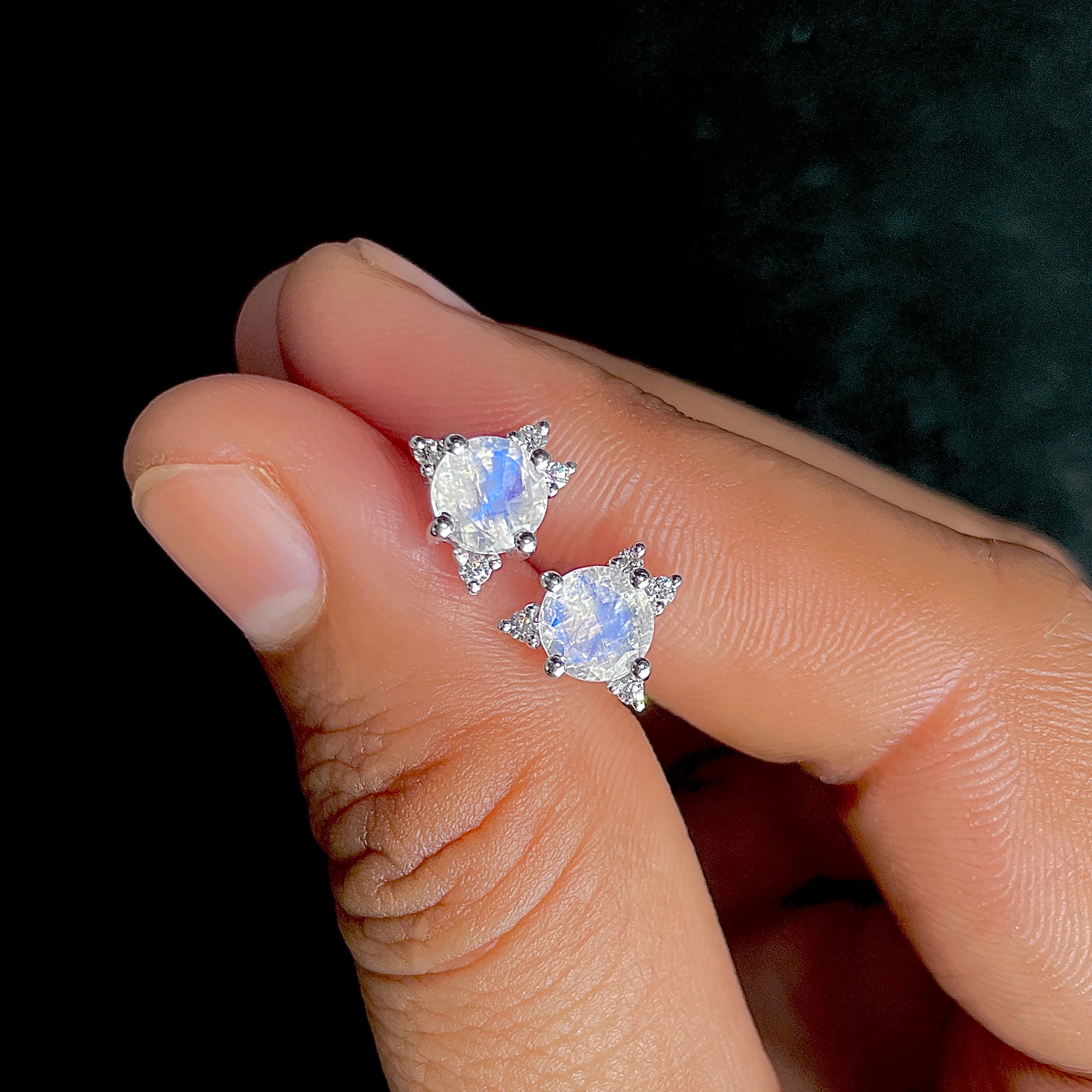 Moonstone Stud Earrings-(RBM-SE-1260.)