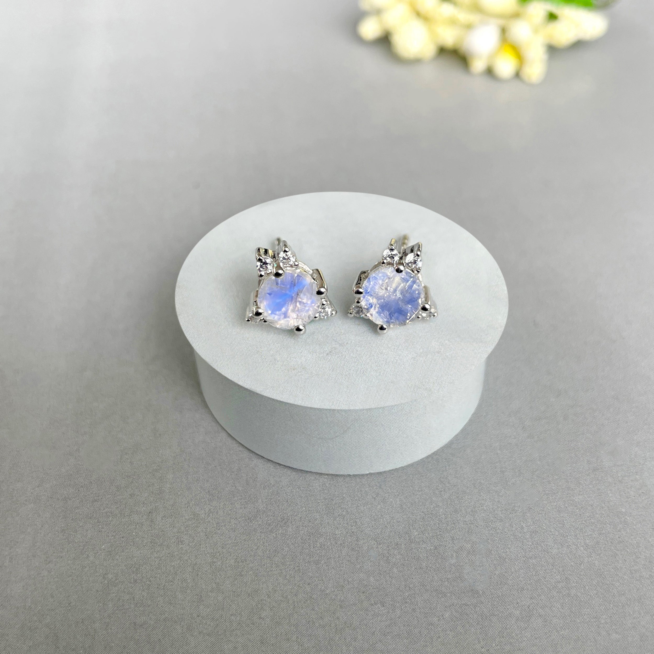 Moonstone Stud Earrings-(RBM-SE-1260.)