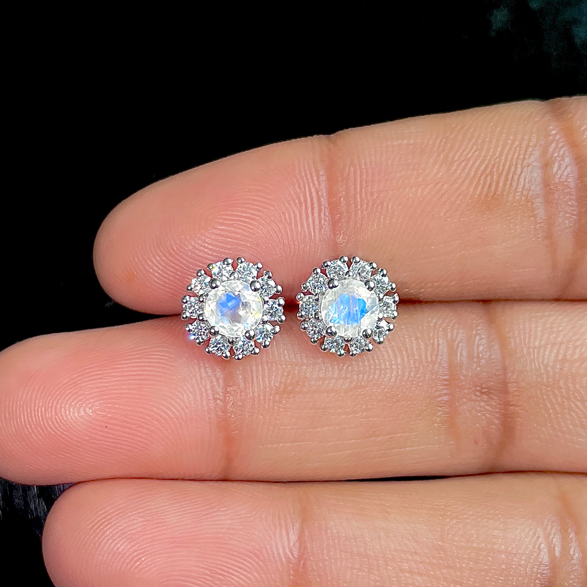 Moonstone Stud Earrings-(RBM-SE-1268.)