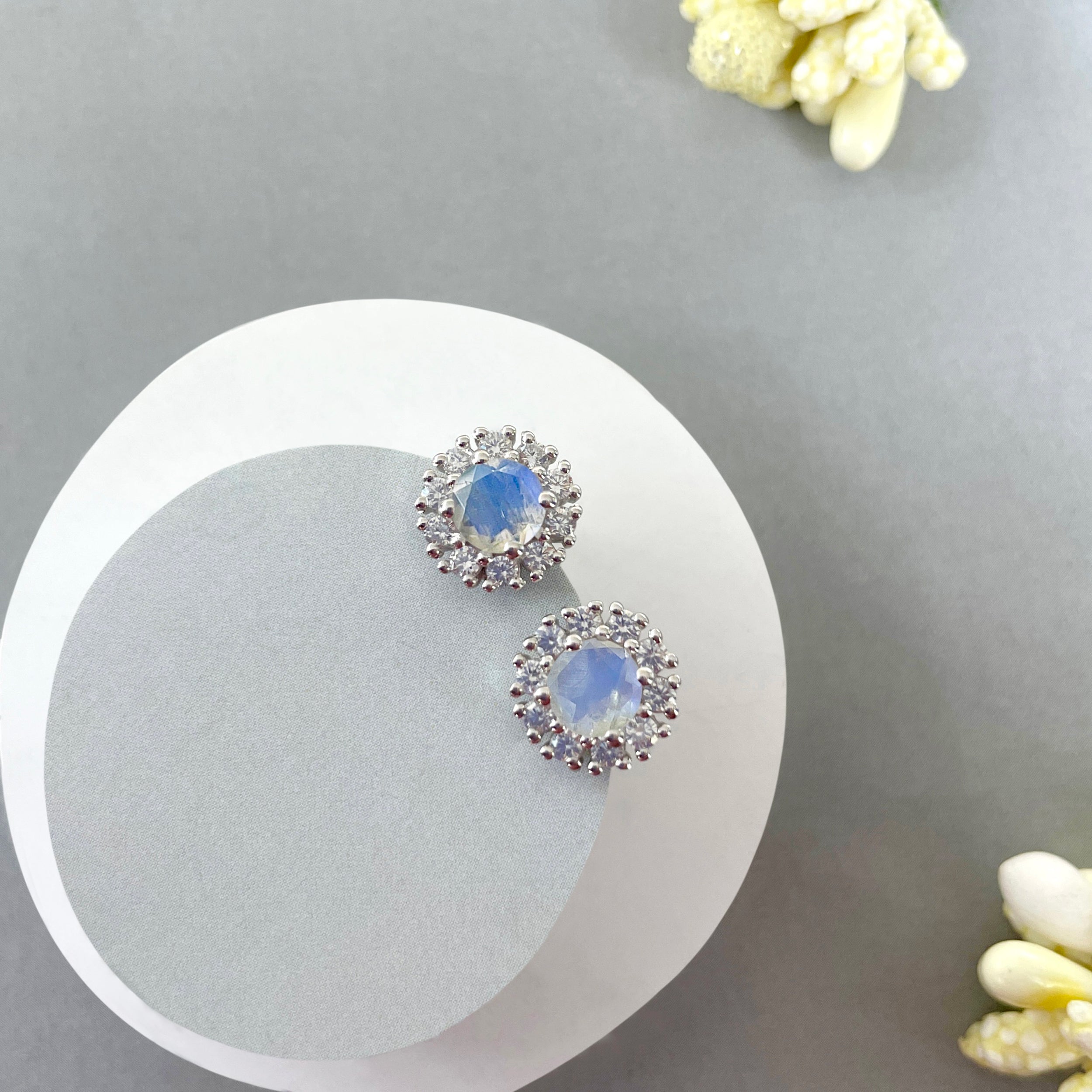 Moonstone Stud Earrings-(RBM-SE-1268.)
