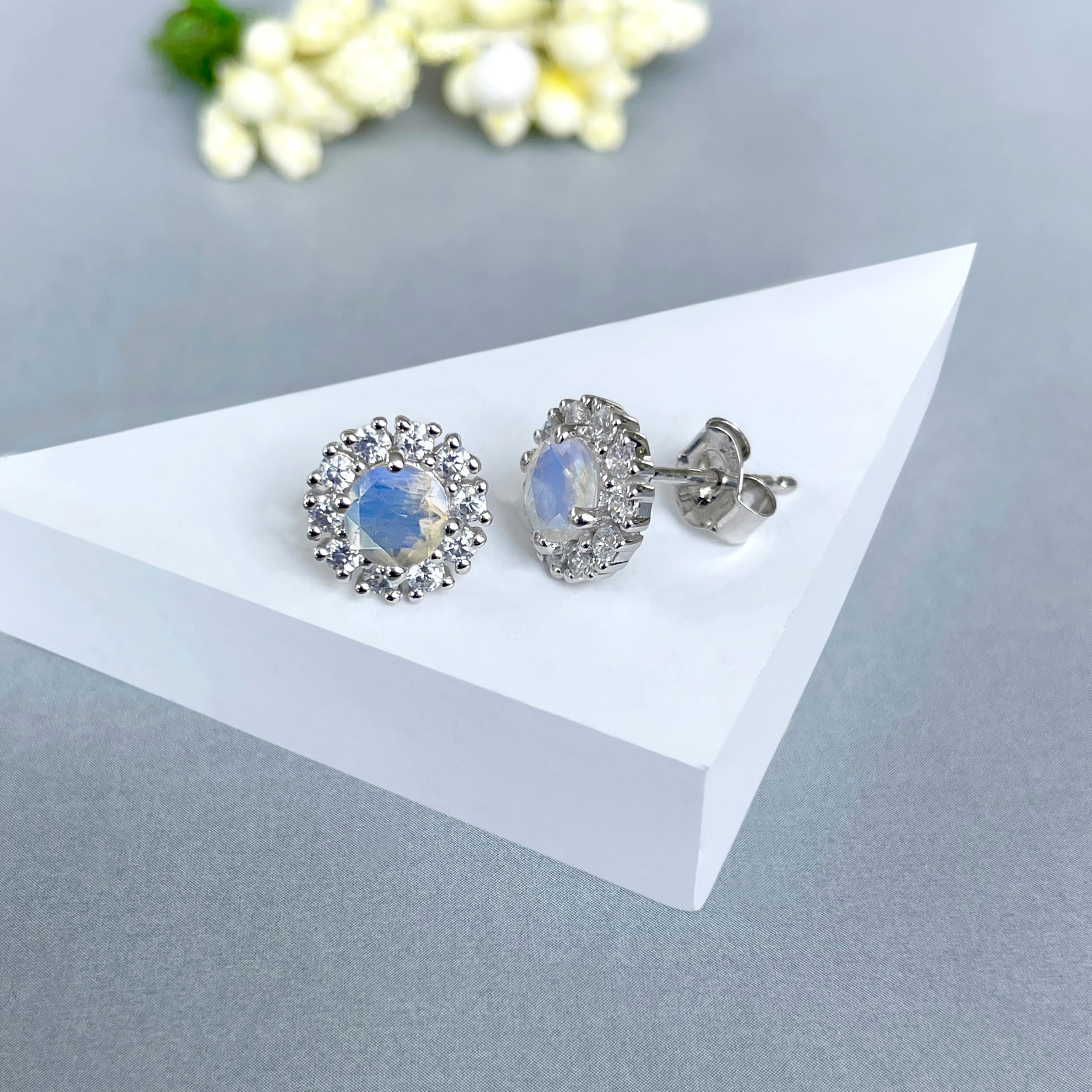Moonstone Stud Earrings-(RBM-SE-1268.)