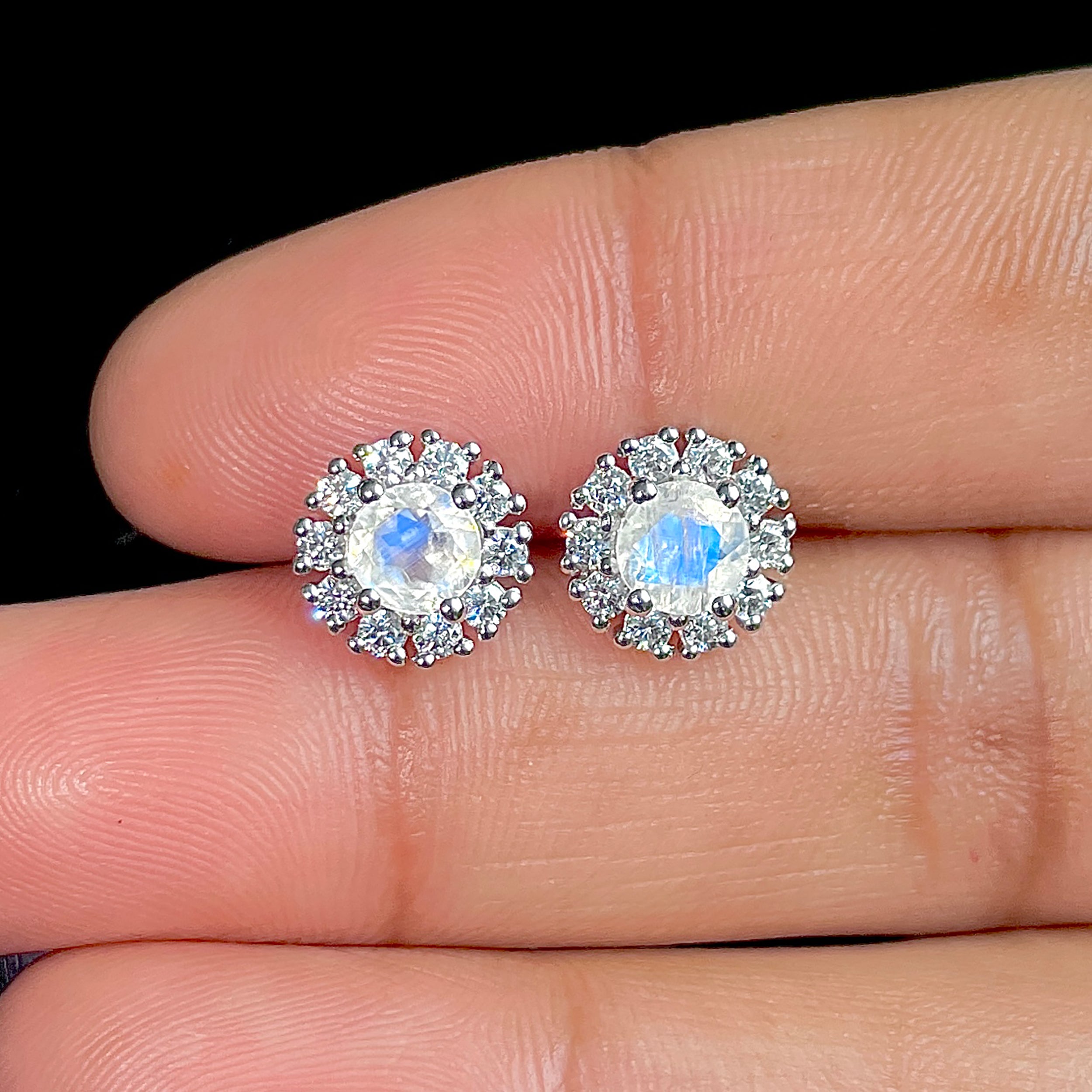 Moonstone Stud Earrings-(RBM-SE-1268.)
