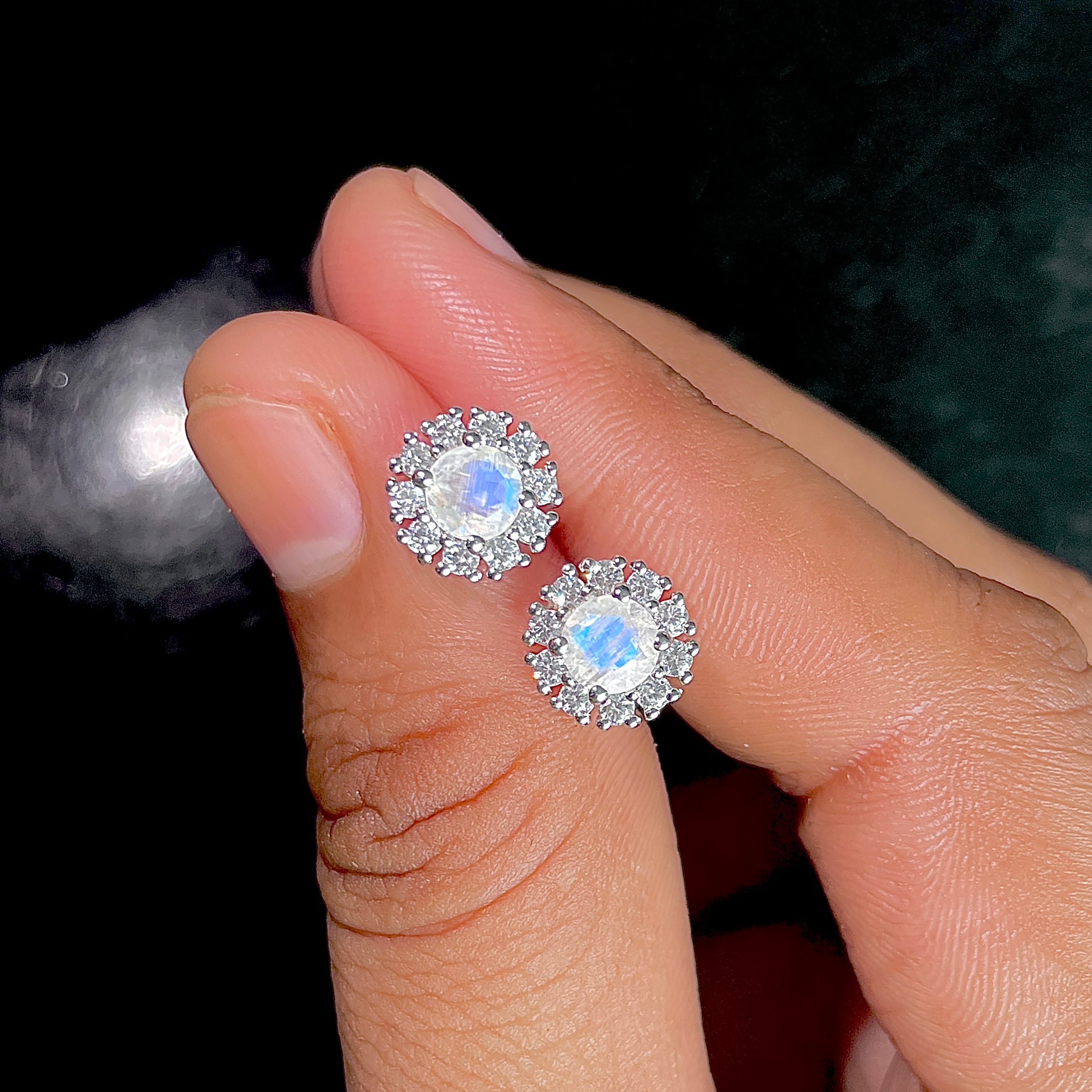 Moonstone Stud Earrings-(RBM-SE-1268.)