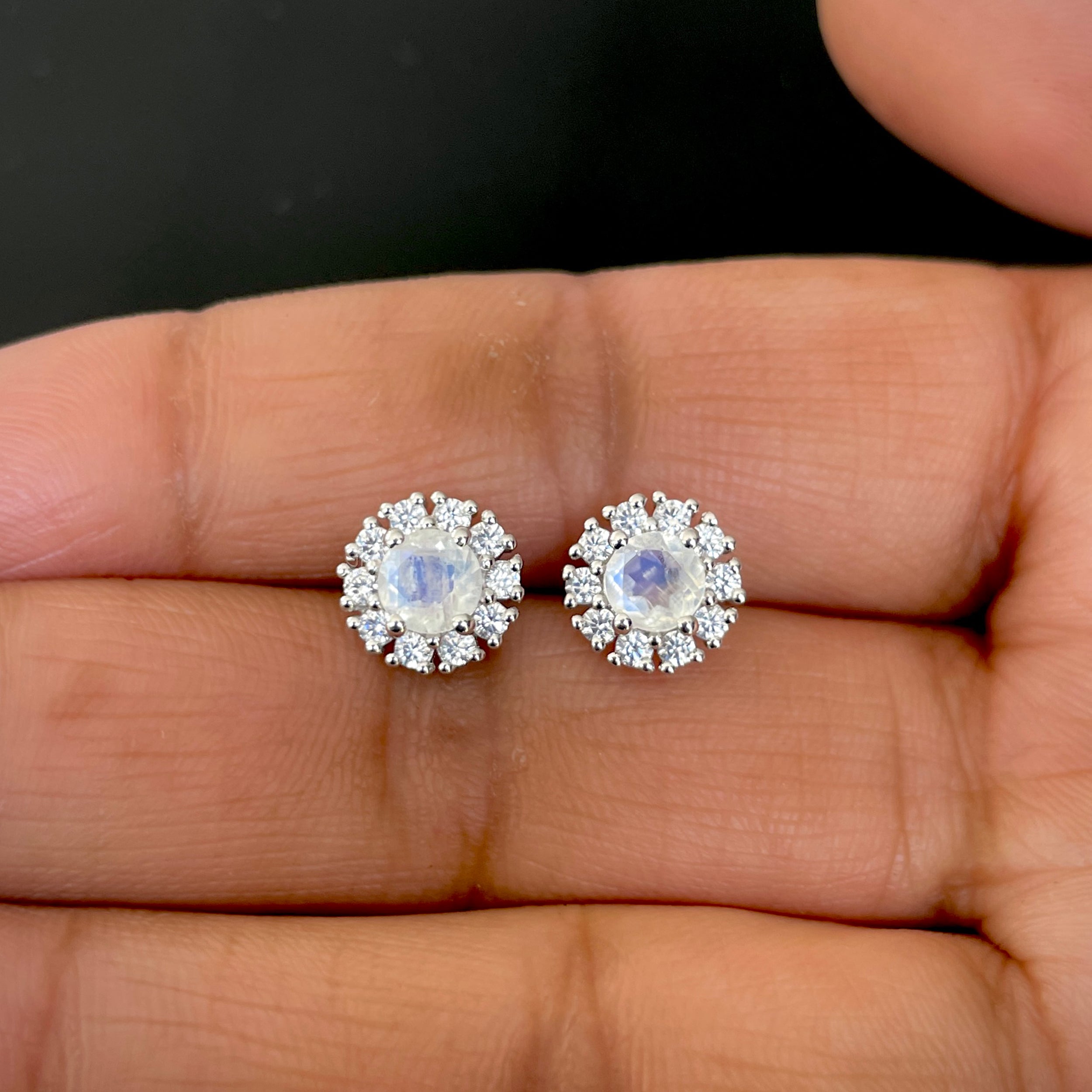 Moonstone Stud Earring-(RBM-SE-1268.)