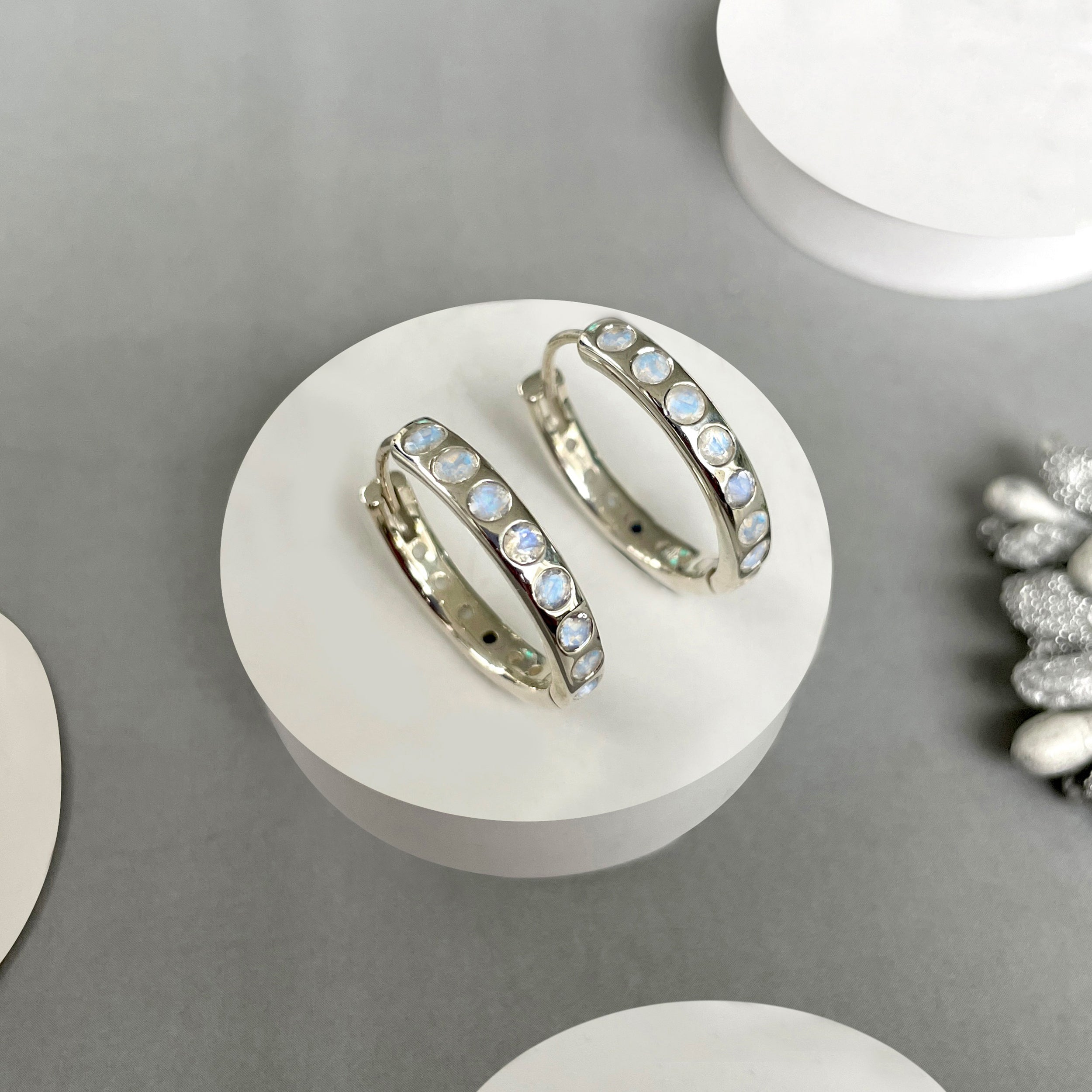 Moonstone Hoop Earring-(RBM-SE-1277.)