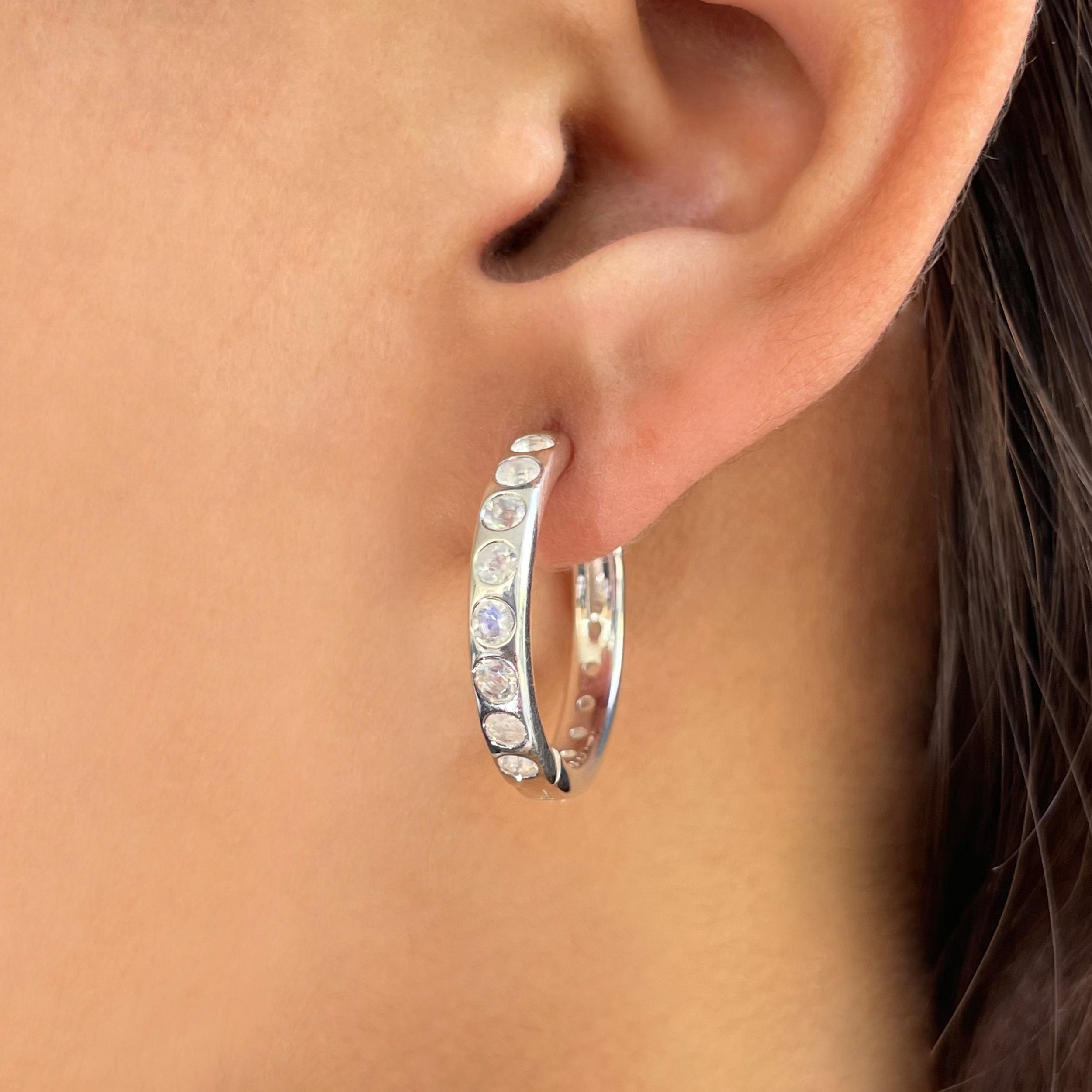 Moonstone Hoop Earring-(RBM-SE-1277.)