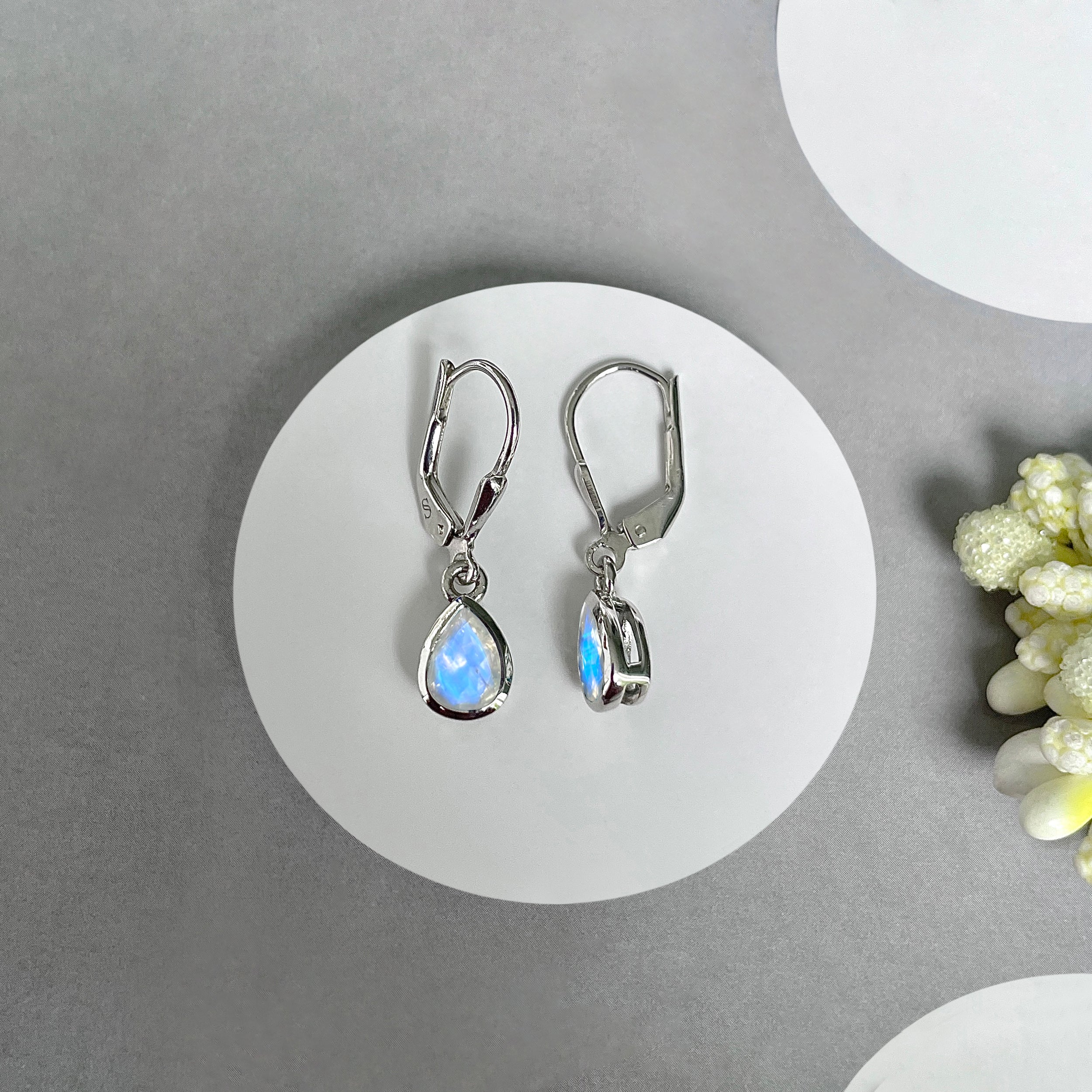 Moonstone Leverback Earrings-(RBM-SE-1317.)