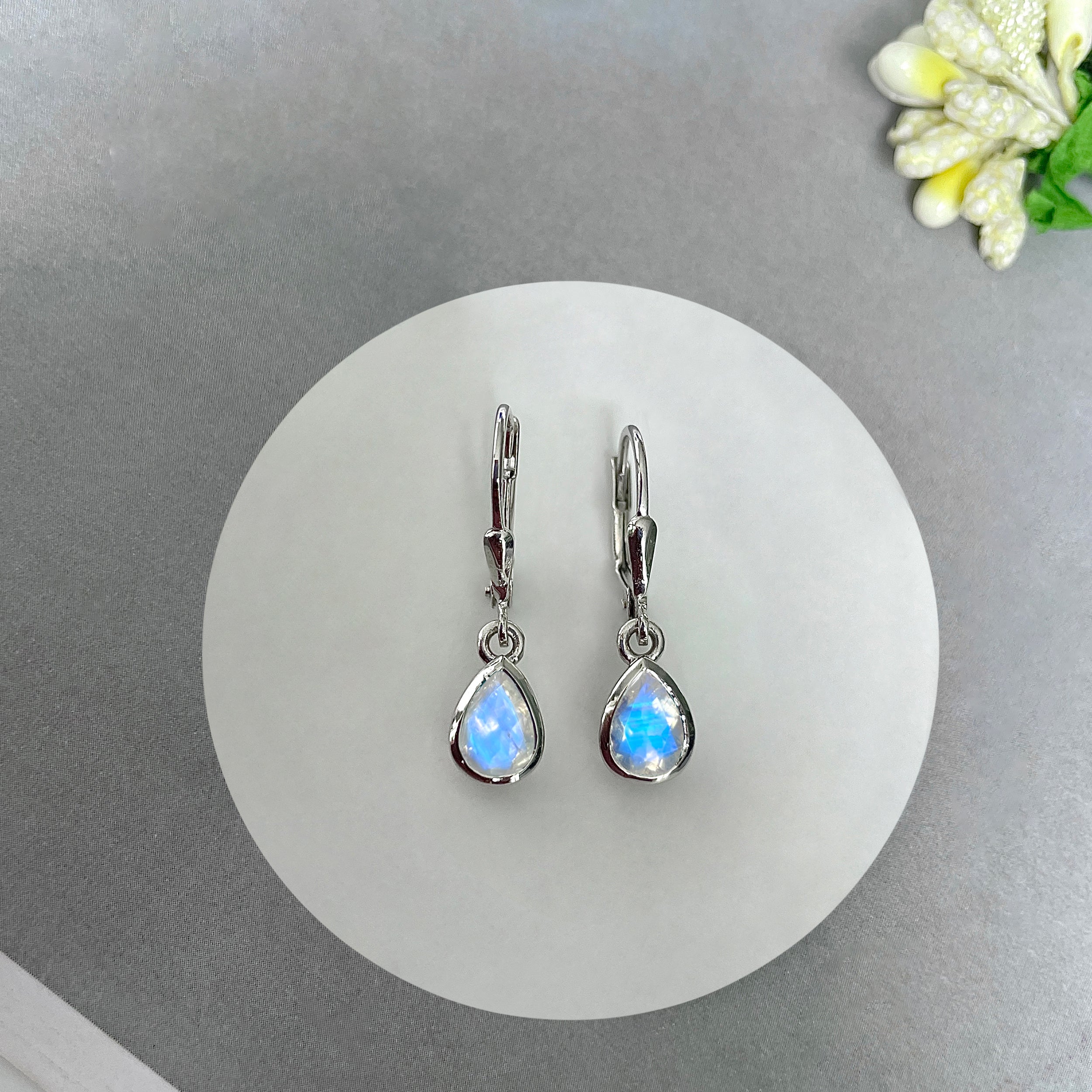 Moonstone Leverback Earrings-(RBM-SE-1317.)