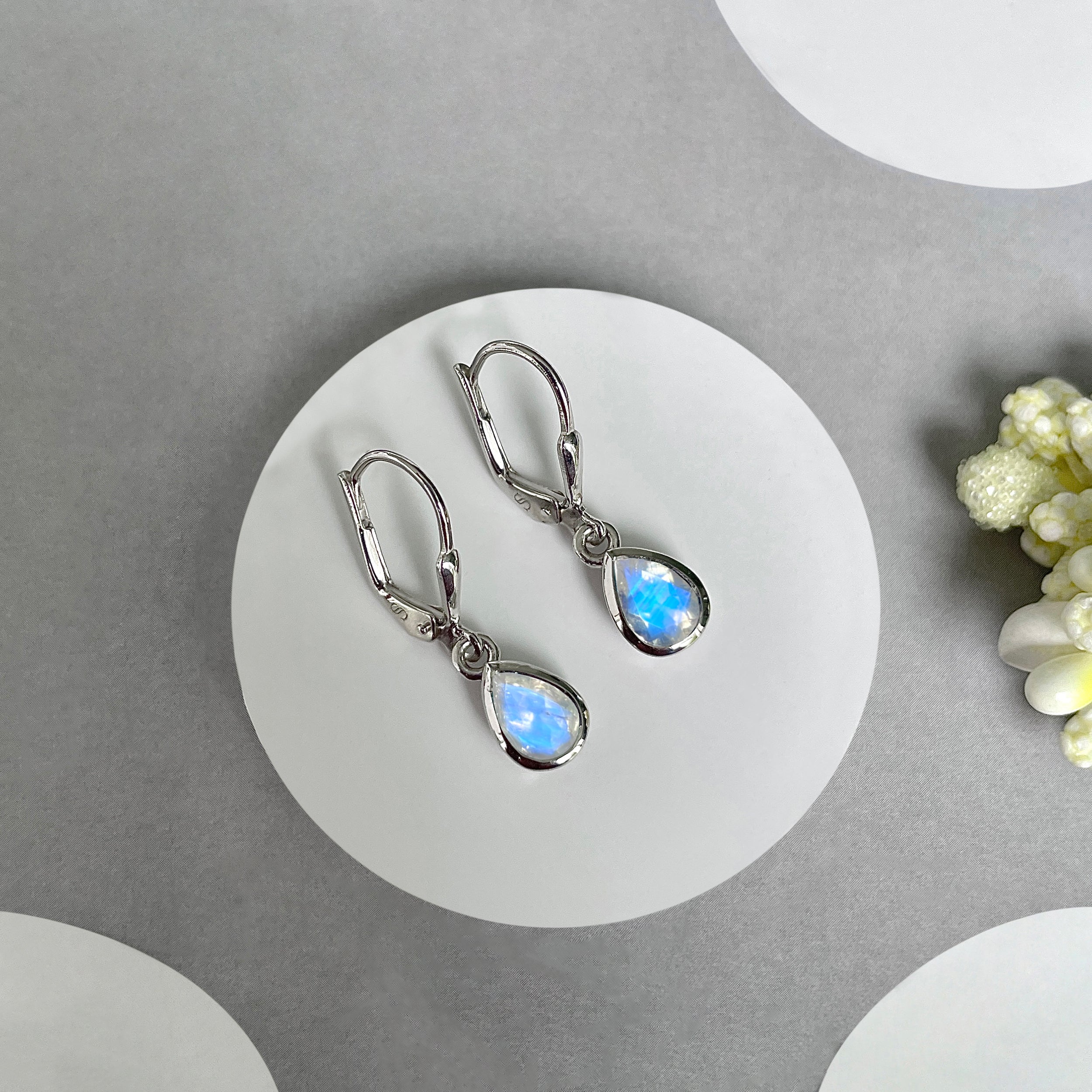 Moonstone Leverback Earrings-(RBM-SE-1317.)