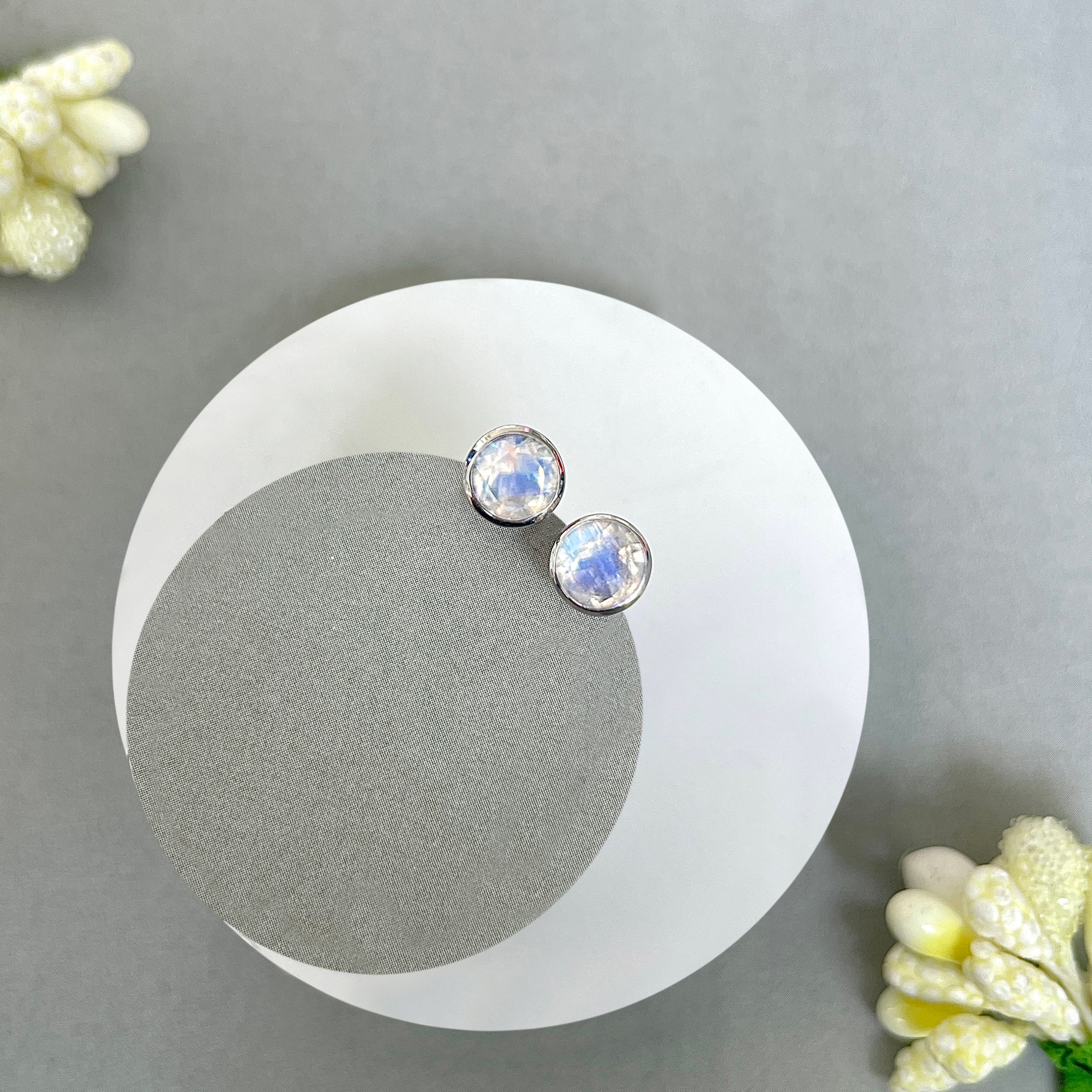 Moonstone Stud Earring-(RBM-SE-1425.)