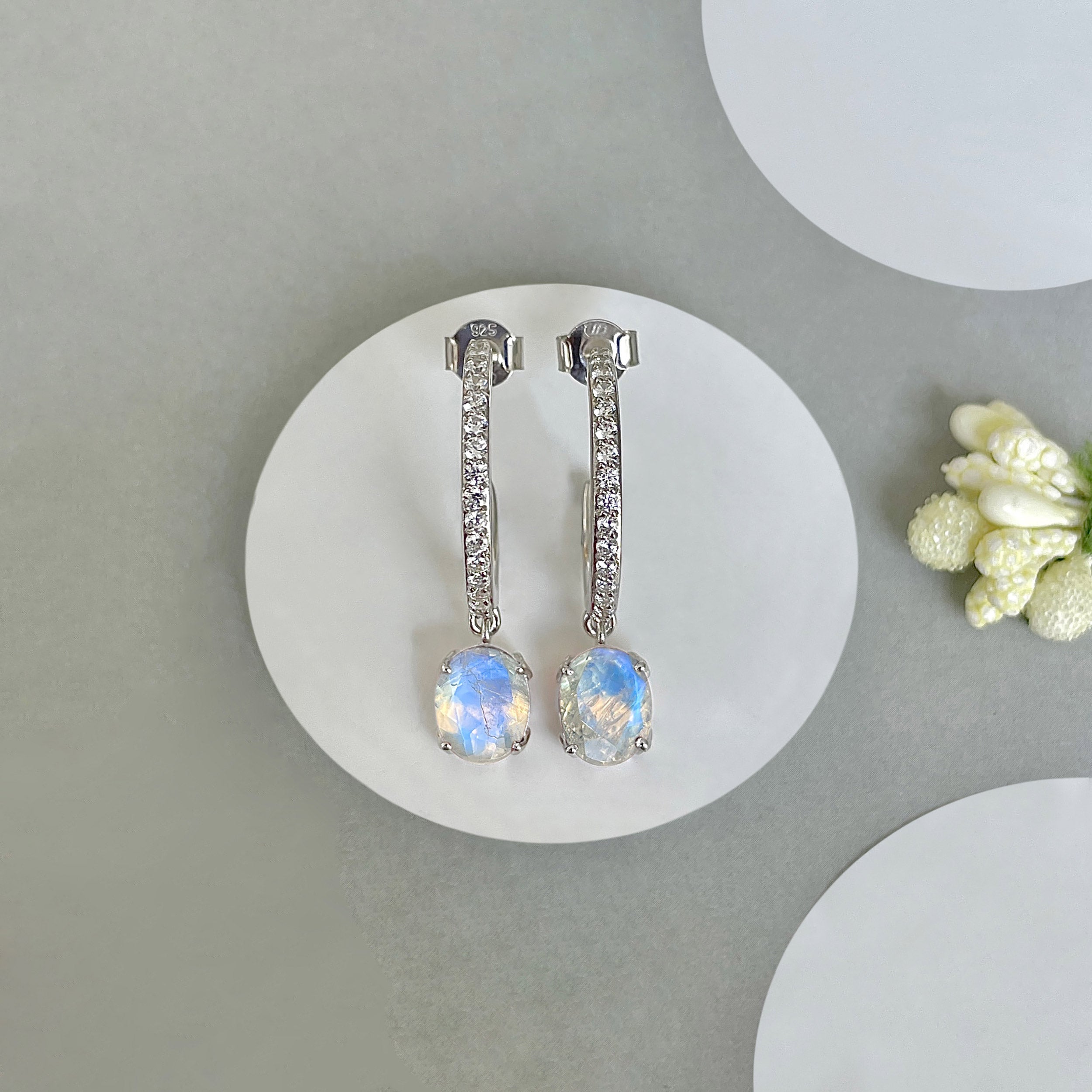 Moonstone Hoop Earring-(RBM-SE-1469.)