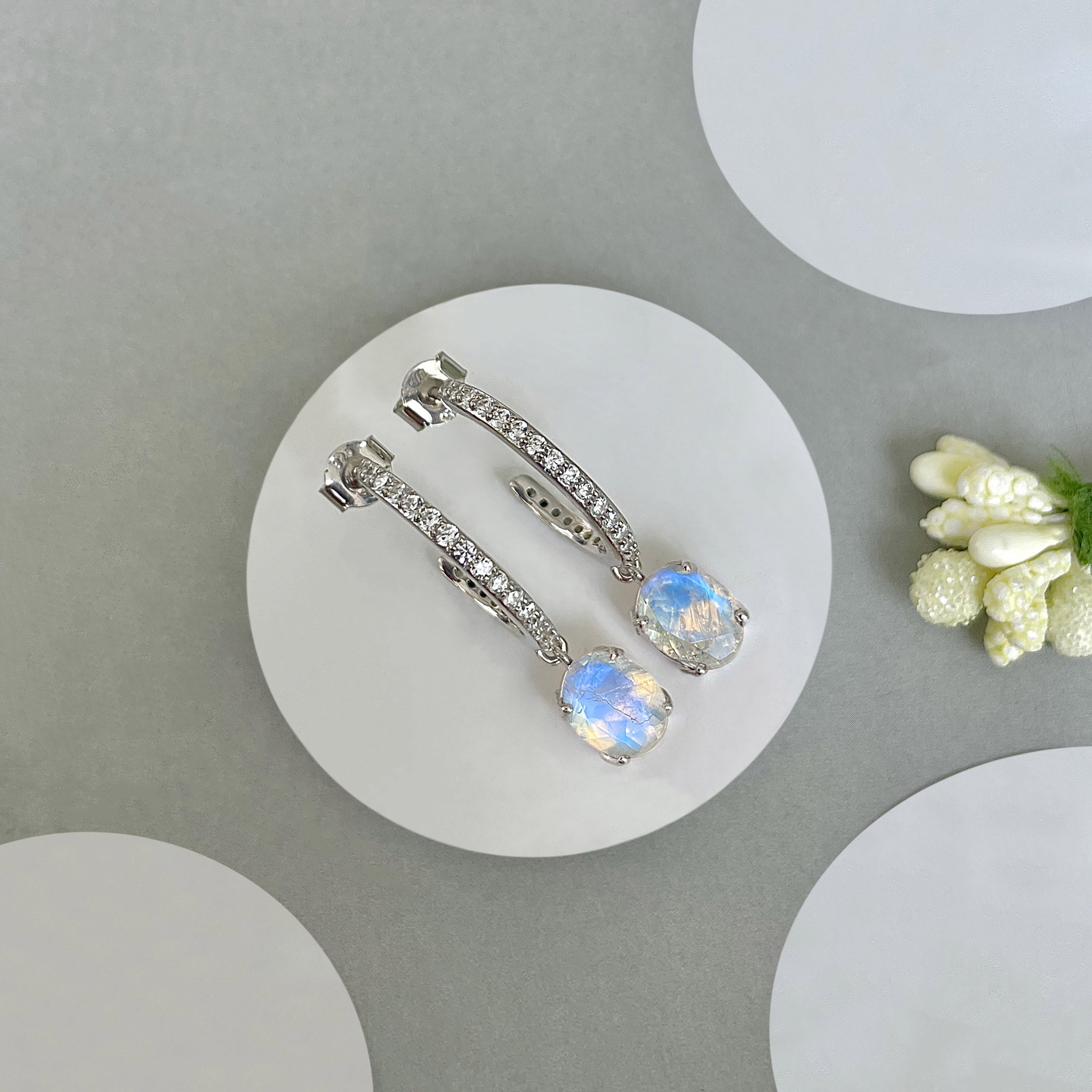 Moonstone Hoop Earring-(RBM-SE-1469.)