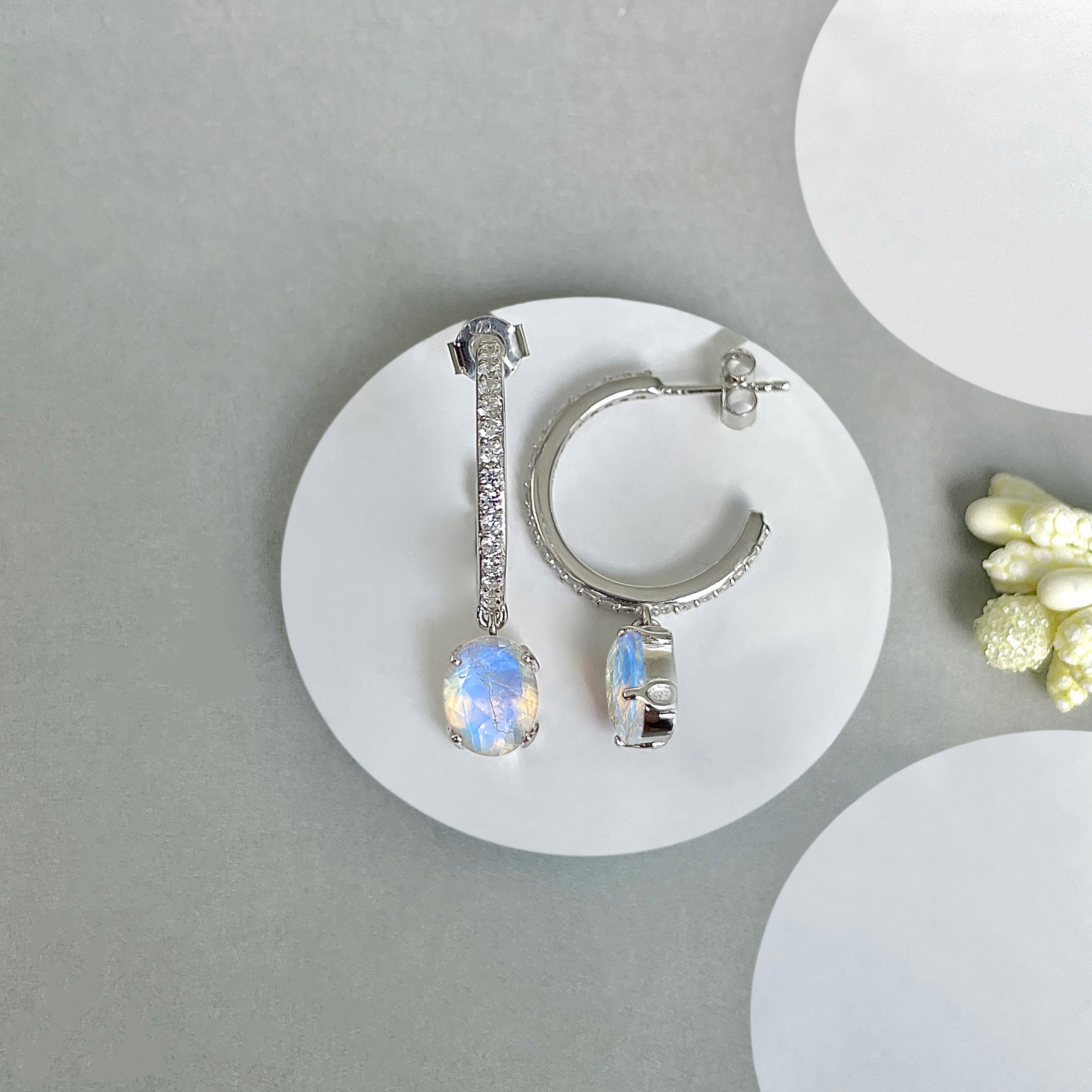 Moonstone Hoop Earring-(RBM-SE-1469.)