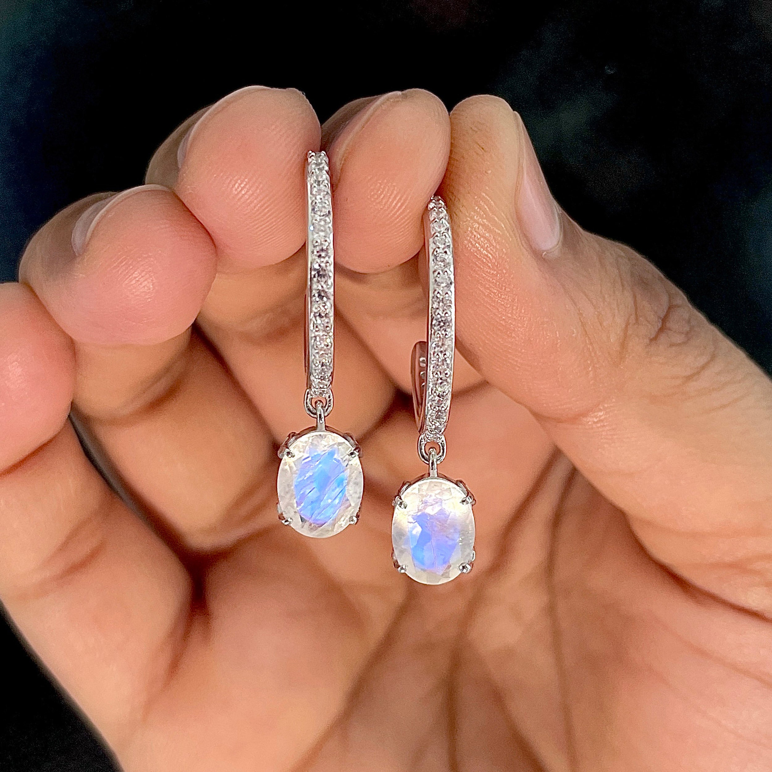 Moonstone Hoop Earring-(RBM-SE-1469.)