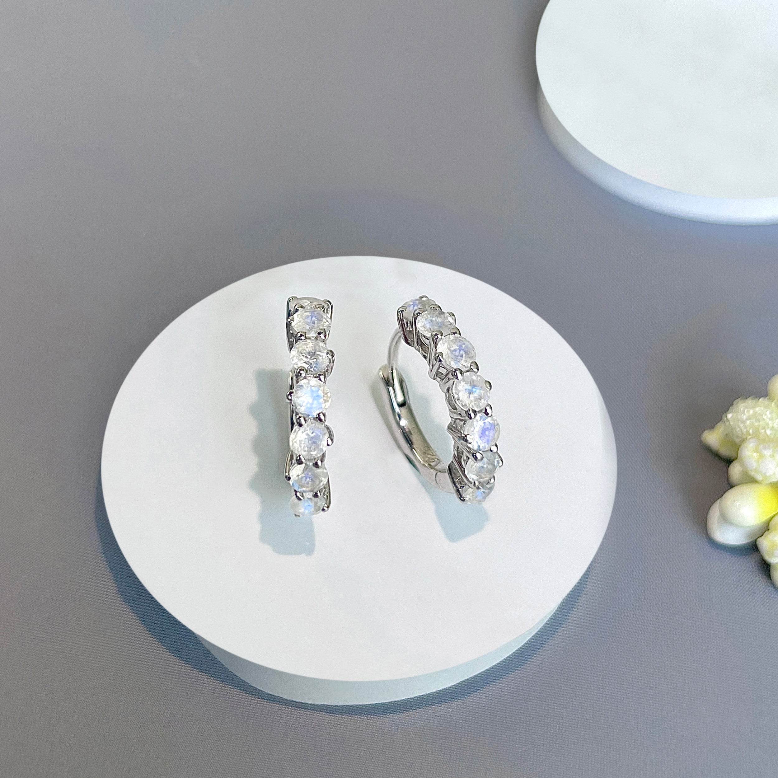 Moonstone Hoop Earring-(RBM-SE-1473.)