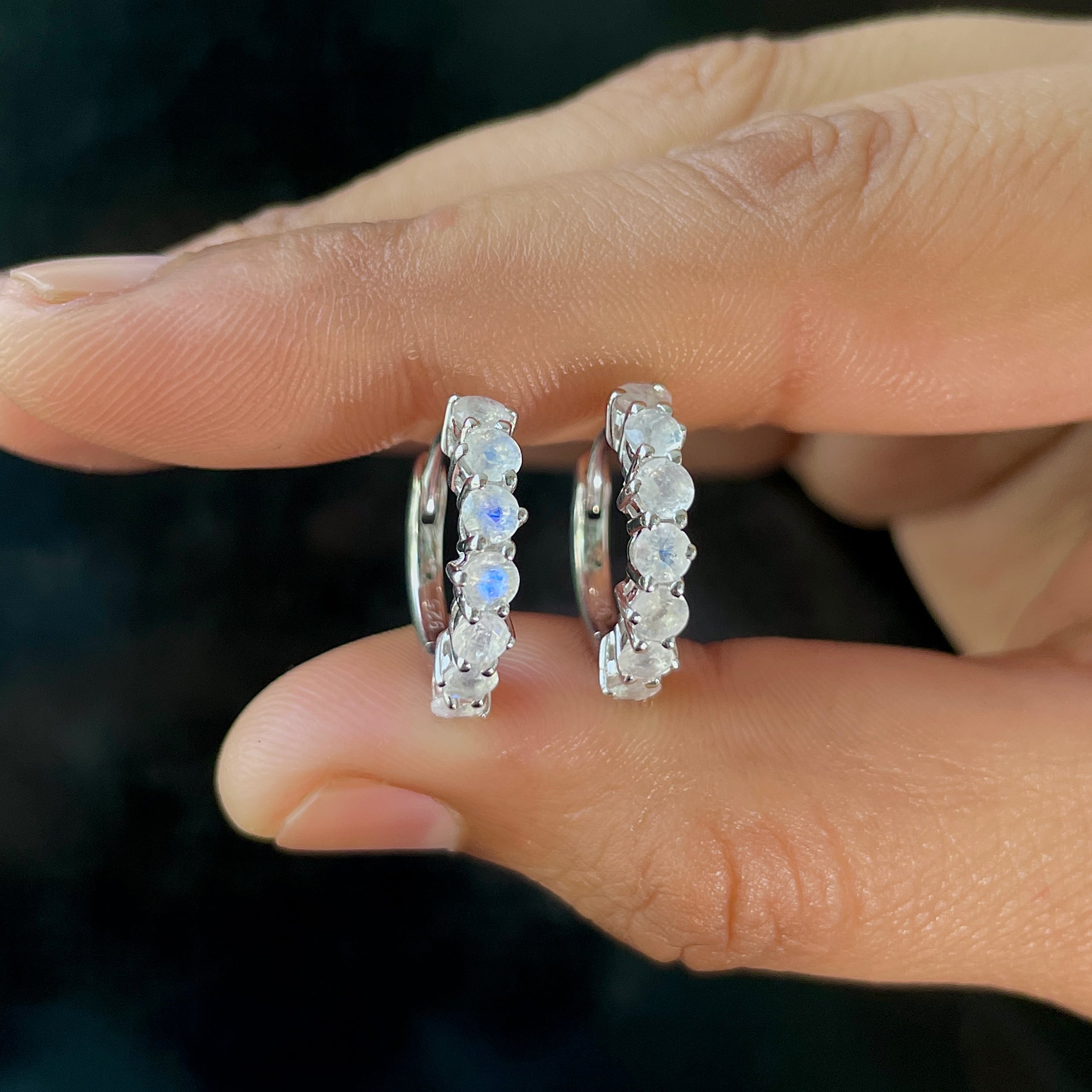 Moonstone Hoop Earring-(RBM-SE-1473.)