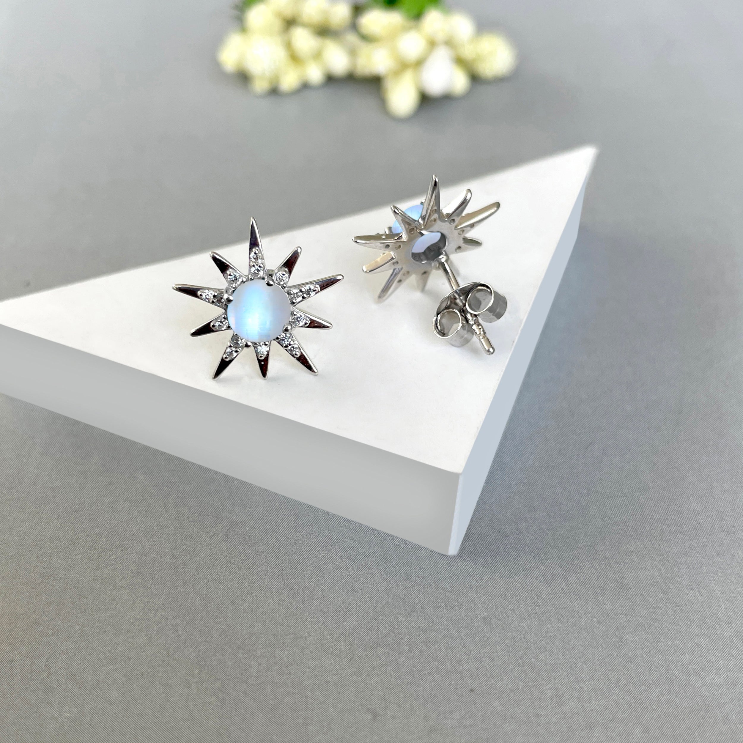 Moonstone Stud Earring-(RBM-SE-50-W.)