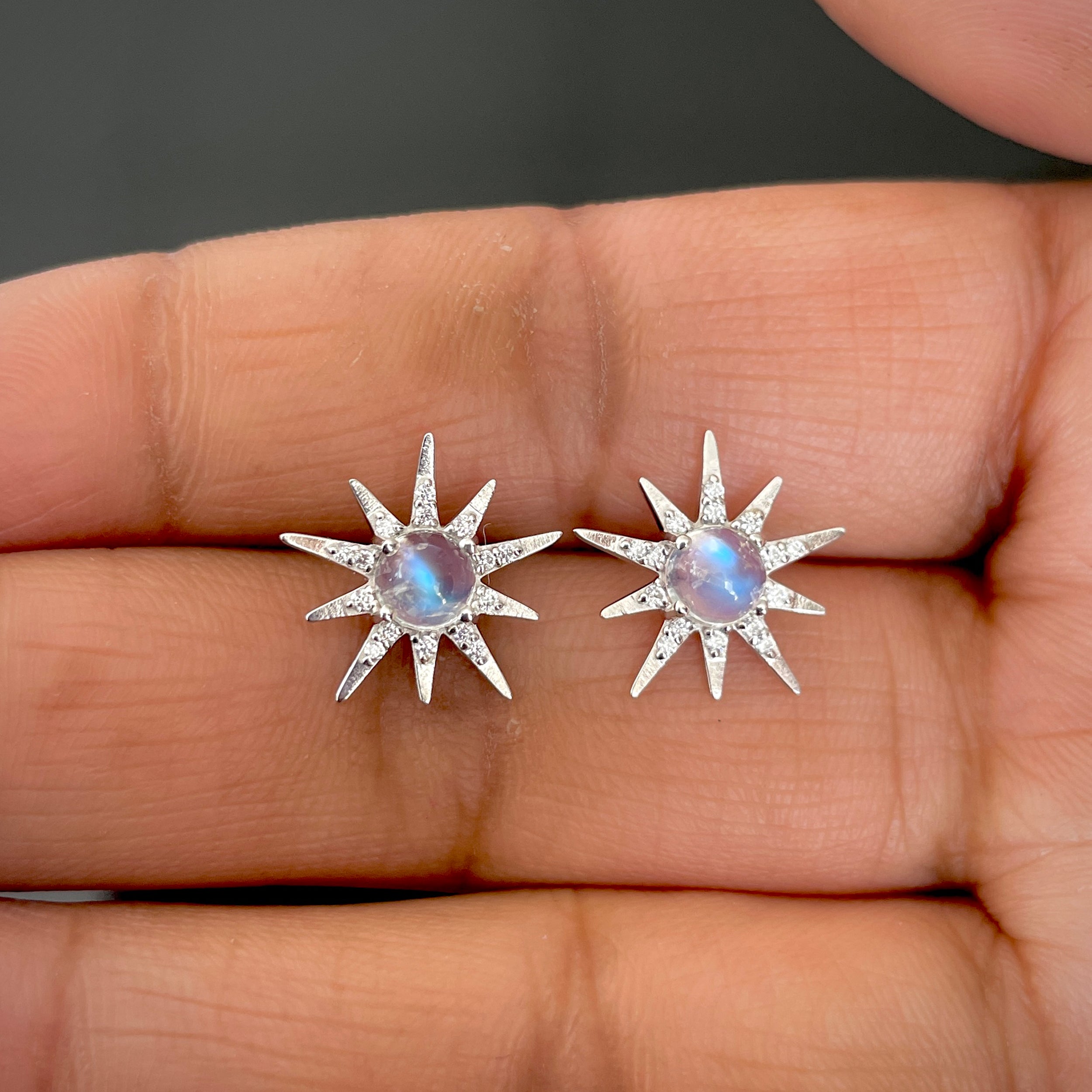 Moonstone Stud Earring-(RBM-SE-50-W.)
