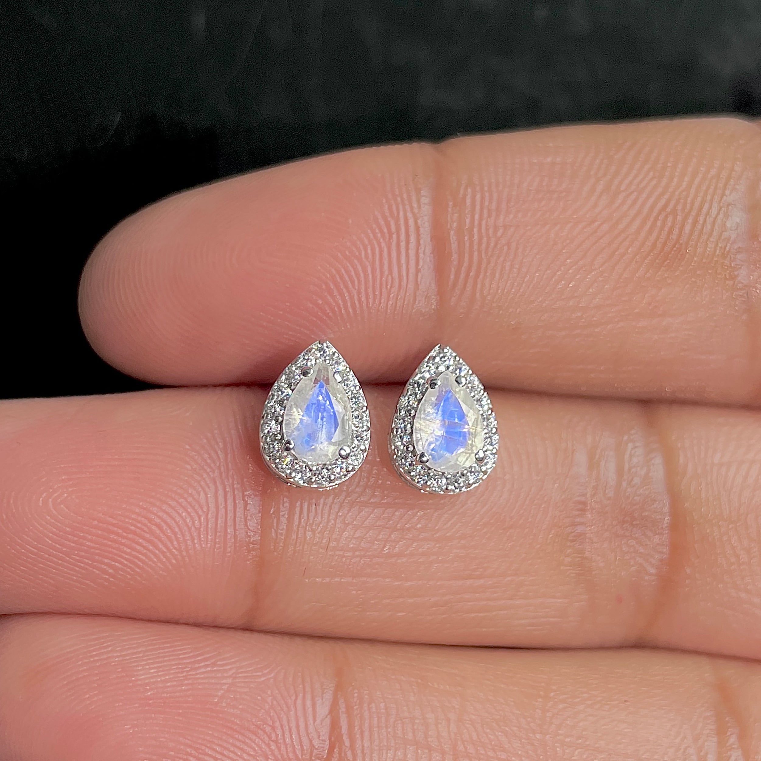 Moonstone Stud Earrings-(RBM-SE-52W.)