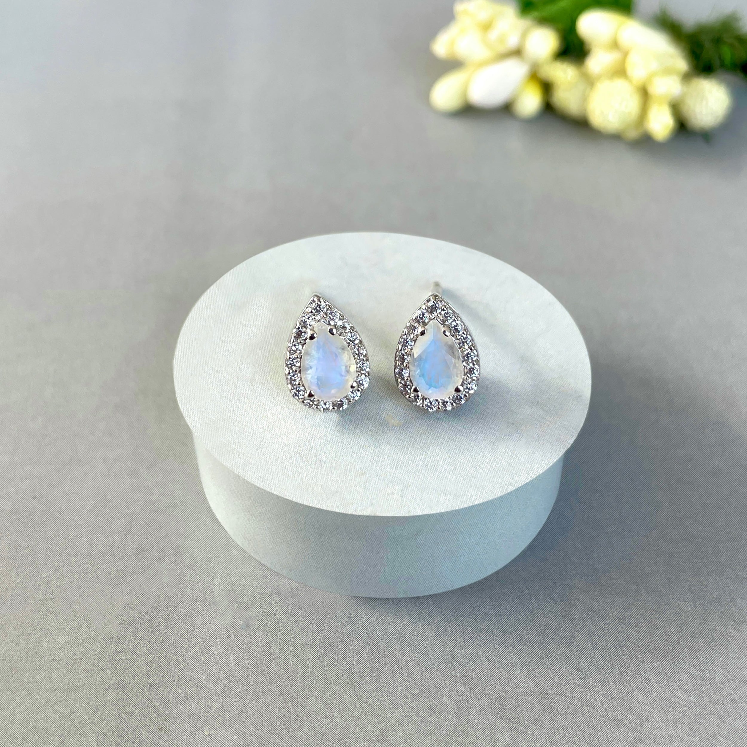 Moonstone Stud Earrings-(RBM-SE-52W.)