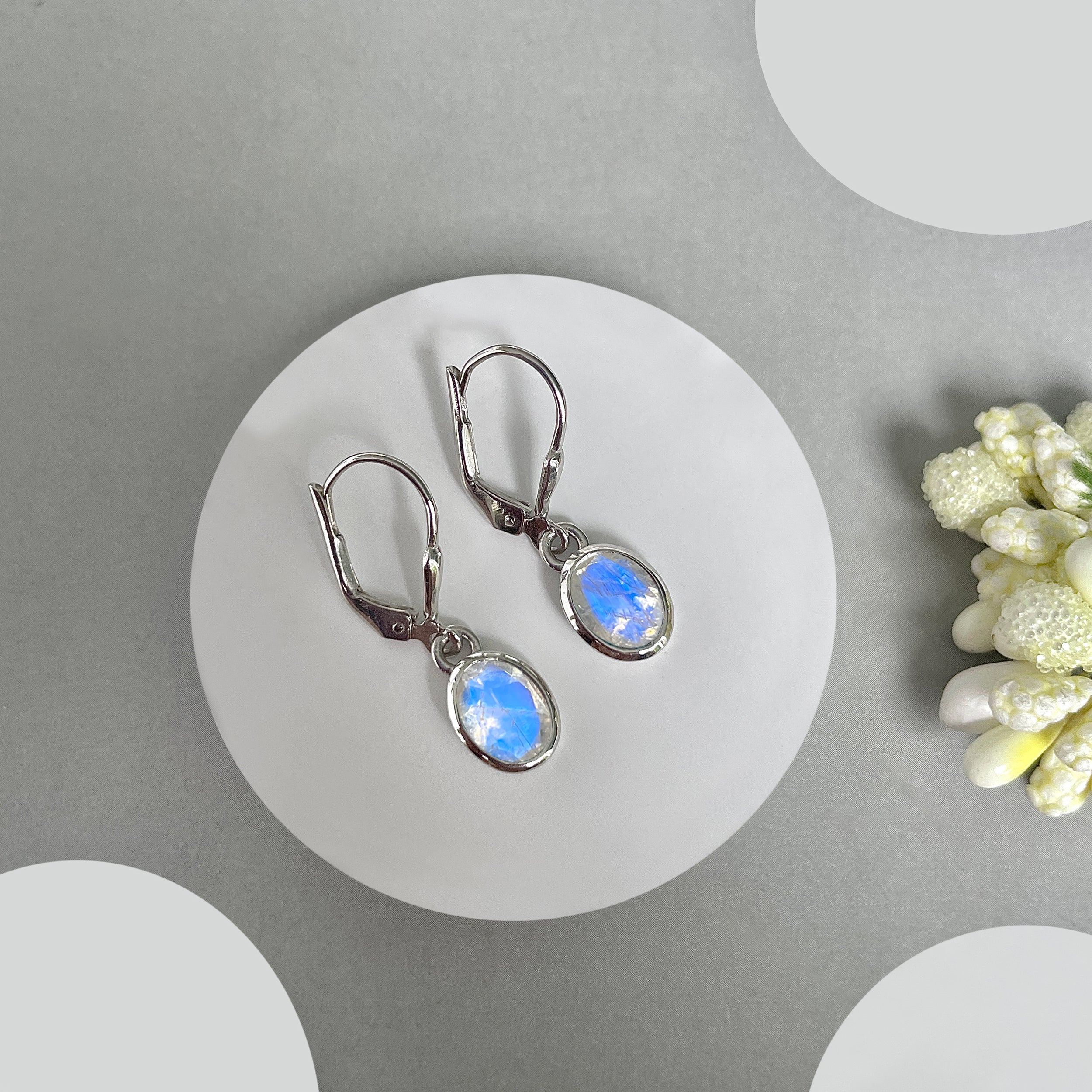 Moonstone Leverback Earrings-(RBM-SE-547.)