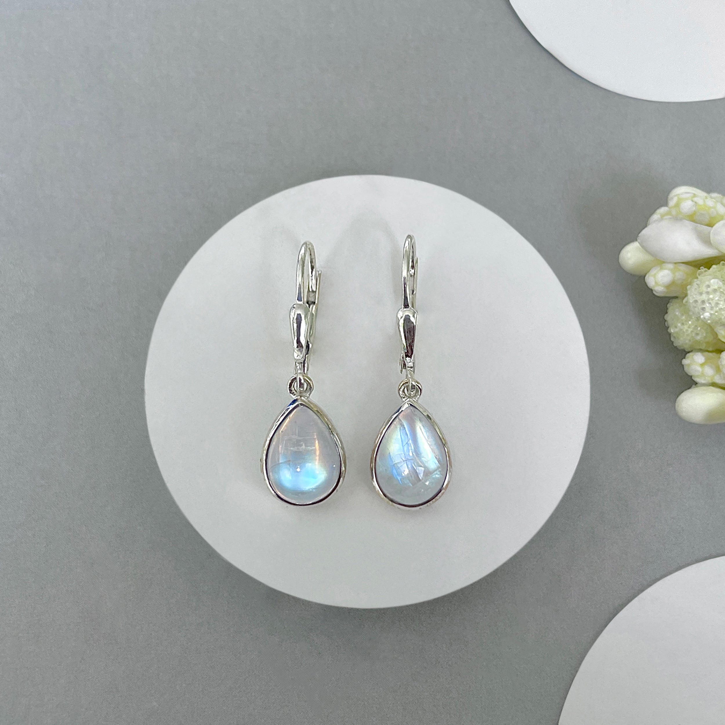 Moonstone Leverback Earring-(RBM-SE-558.)