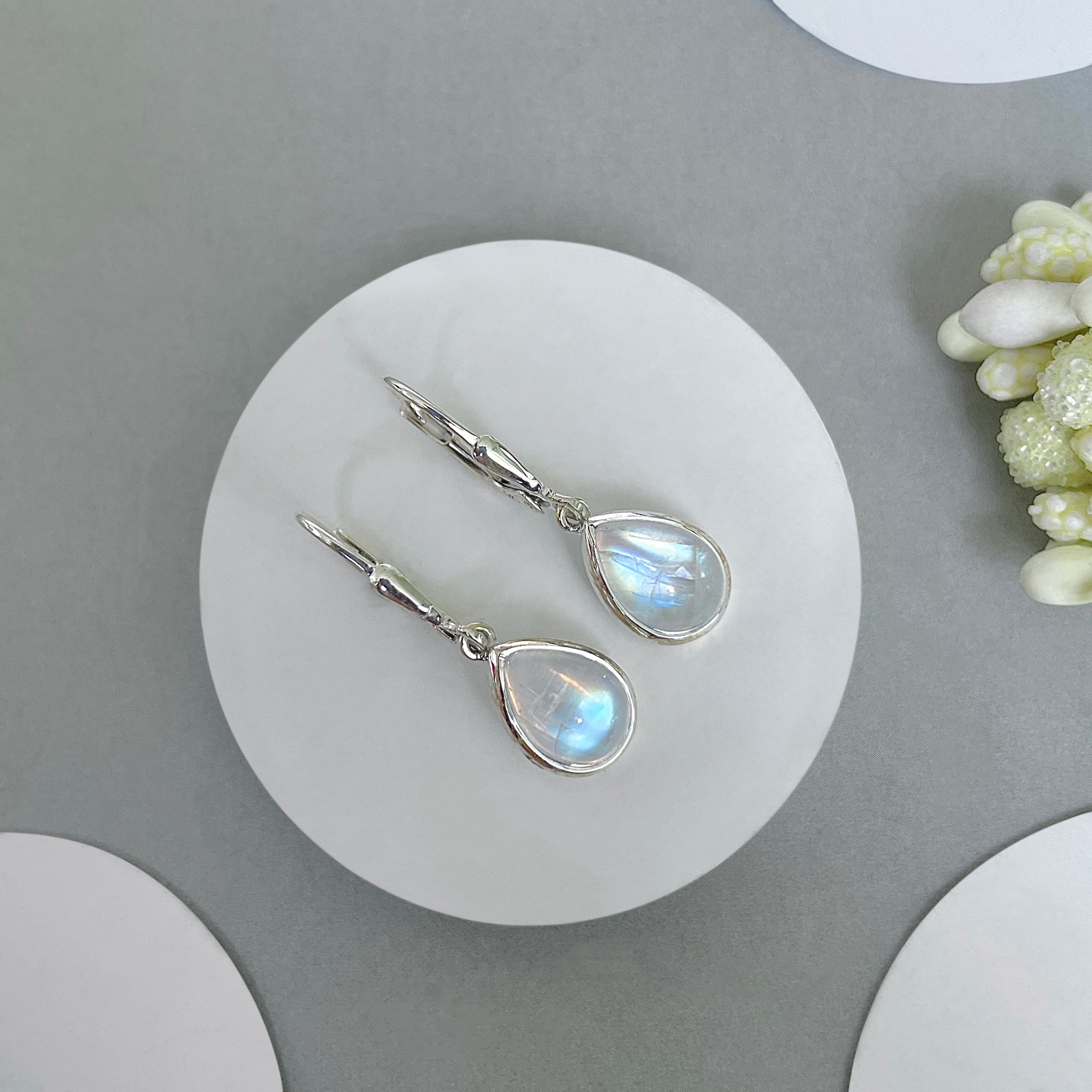 Moonstone Leverback Earring-(RBM-SE-558.)