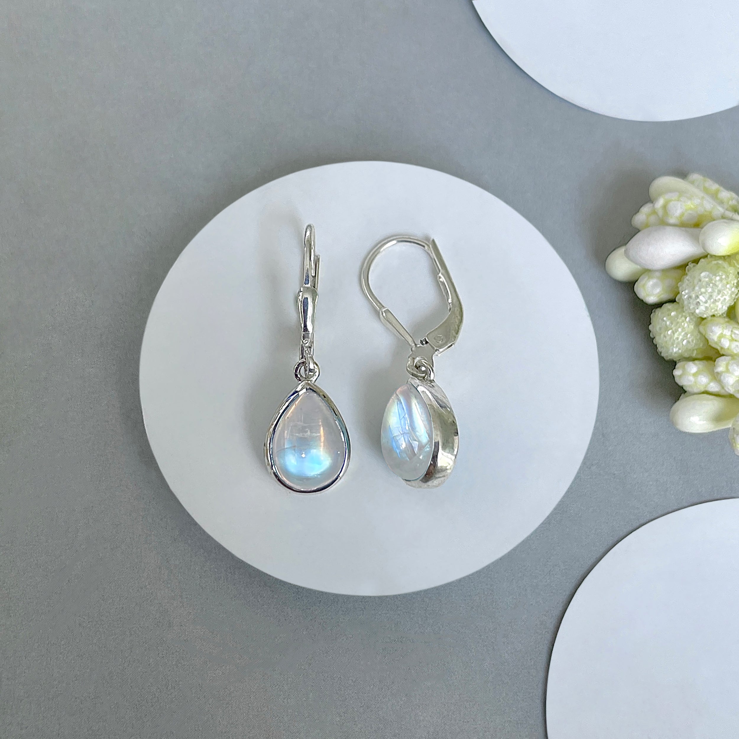 Moonstone Leverback Earring-(RBM-SE-558.)
