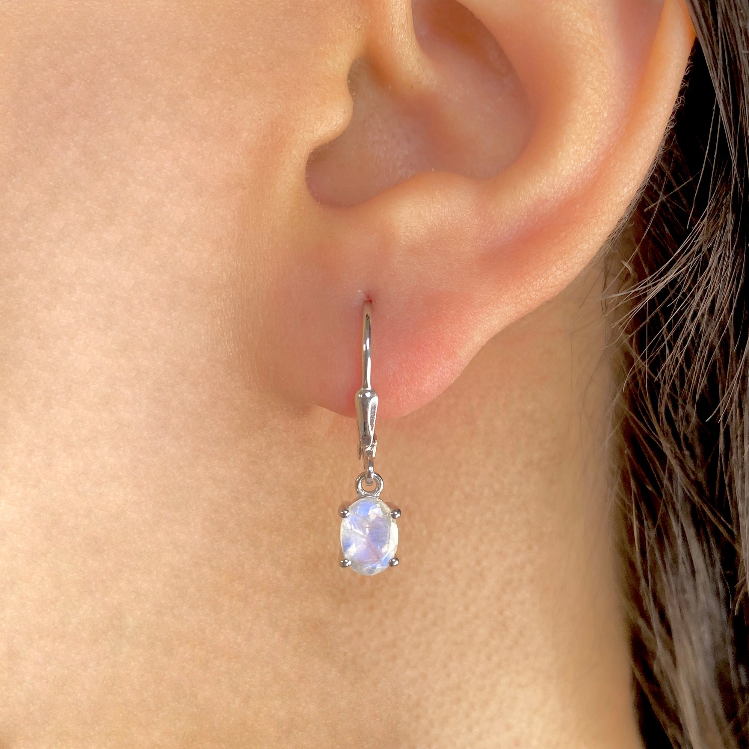 Moonstone Leverback Earrings-(RBM-SE-670.)