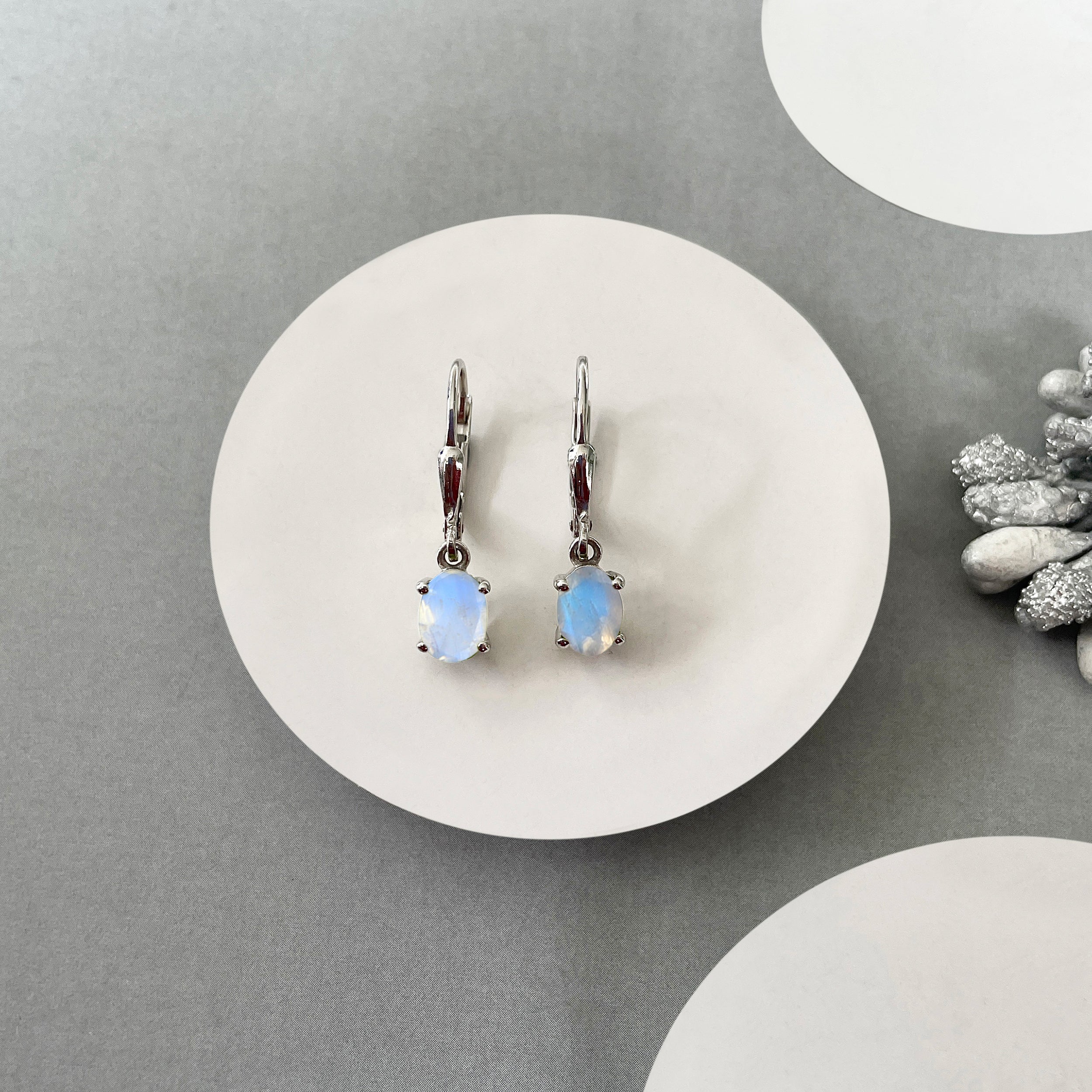 Moonstone Leverback Earrings-(RBM-SE-670.)
