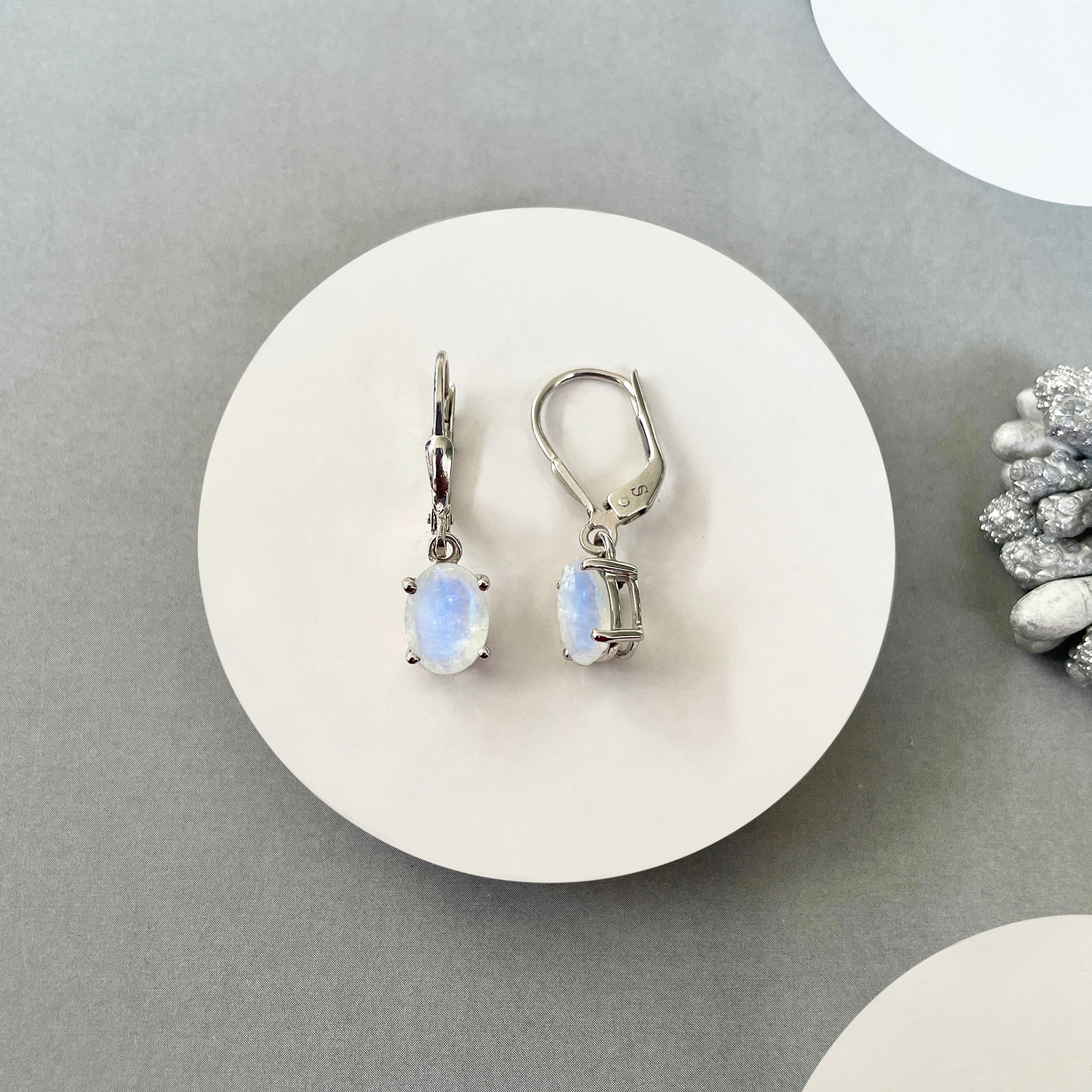 Moonstone Leverback Earring-(RBM-SE-673.)