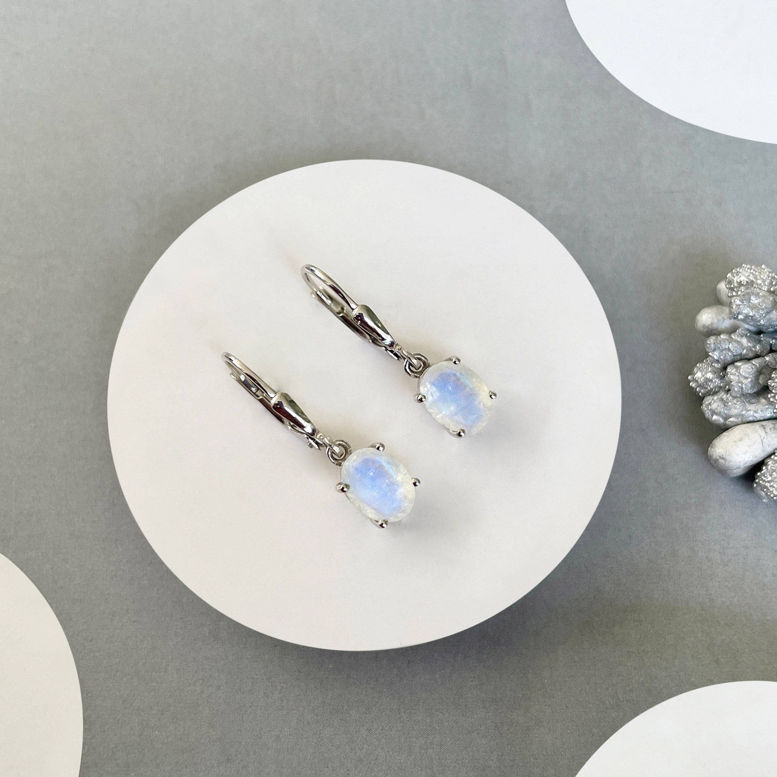 Moonstone Leverback Earrings-(RBM-SE-673.)