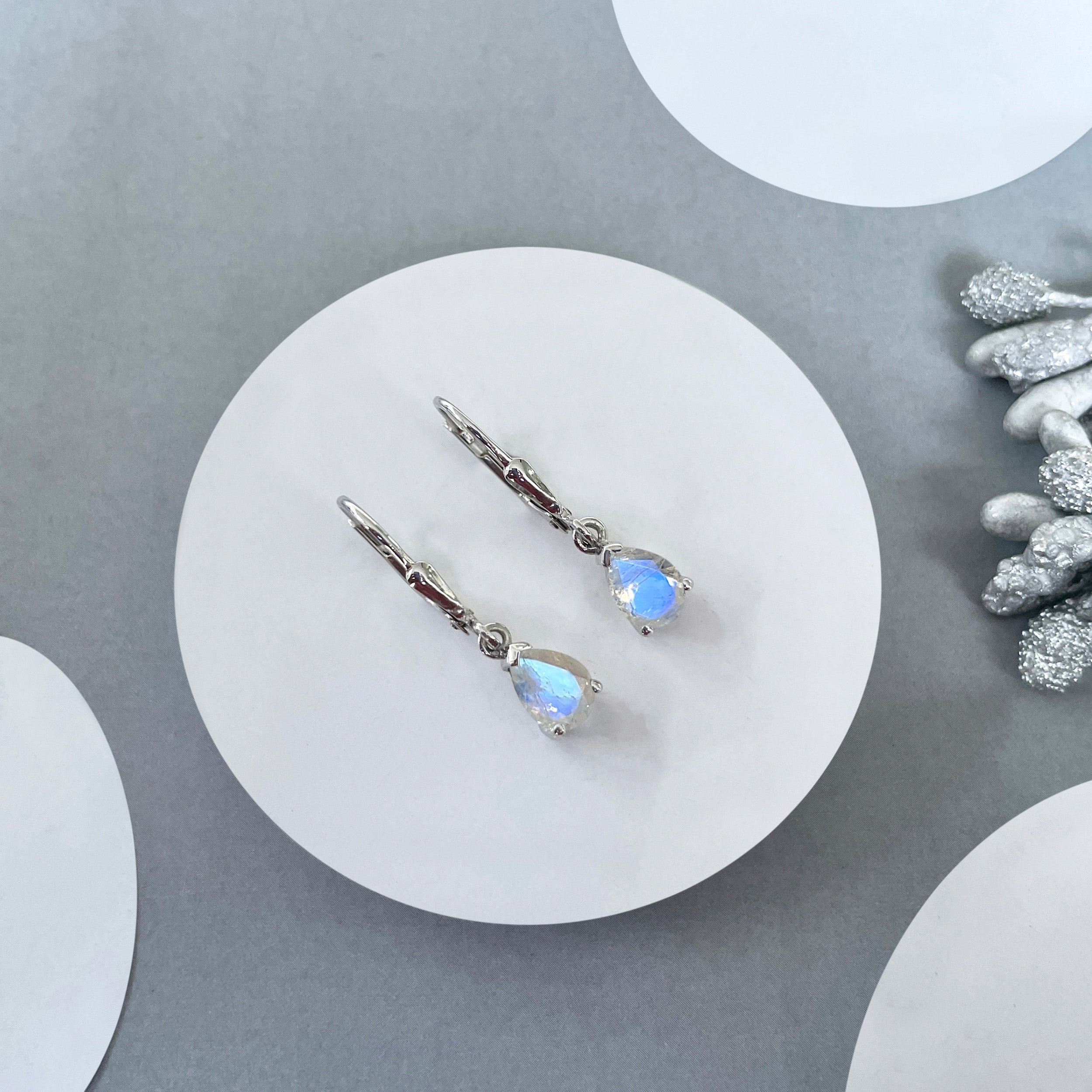 Moonstone Leverback Earring-(RBM-SE-676.)