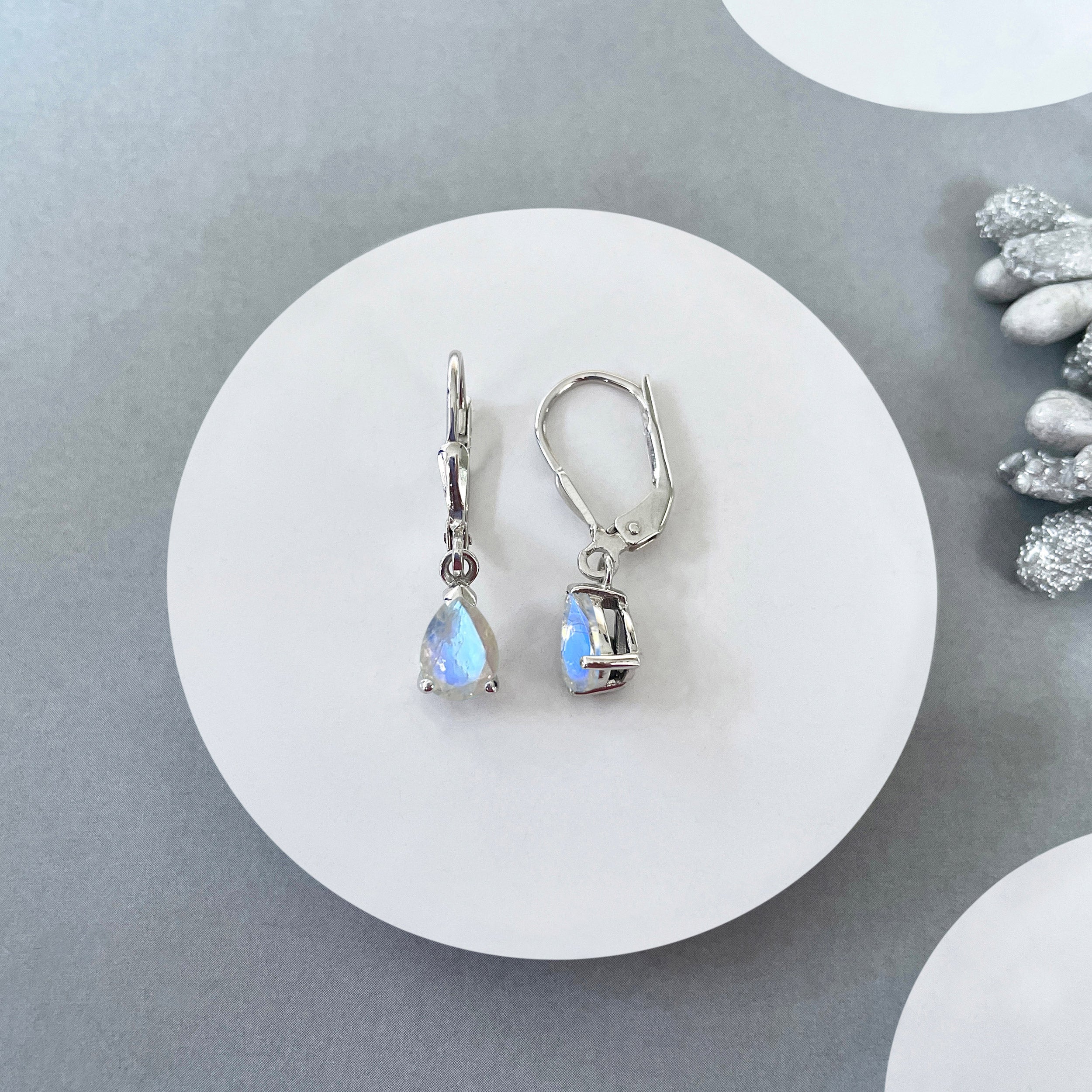 Moonstone Leverback Earring-(RBM-SE-676.)