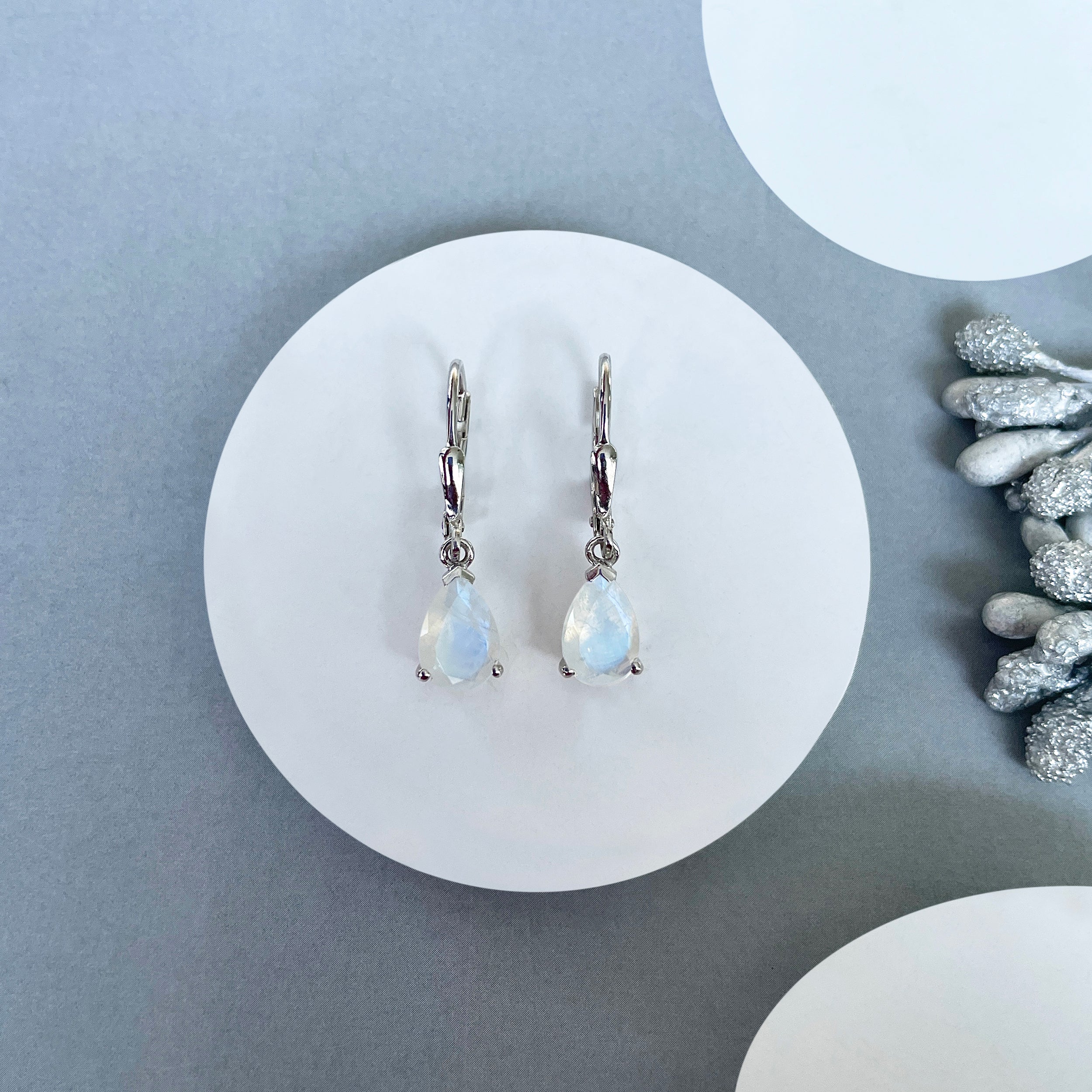 Moonstone Leverback Earring-(RBM-SE-677.)