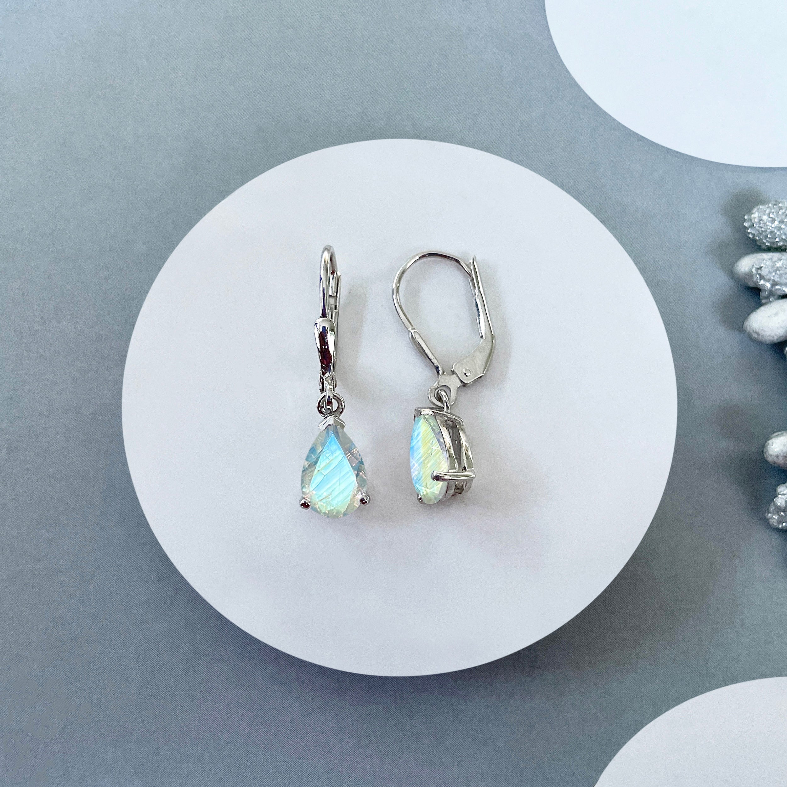 Moonstone Leverback Earring-(RBM-SE-677.)