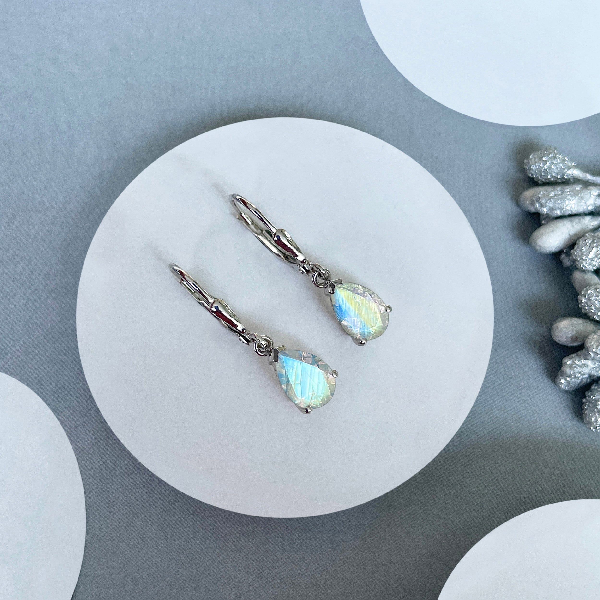 Moonstone Leverback Earrings-(RBM-SE-677.)