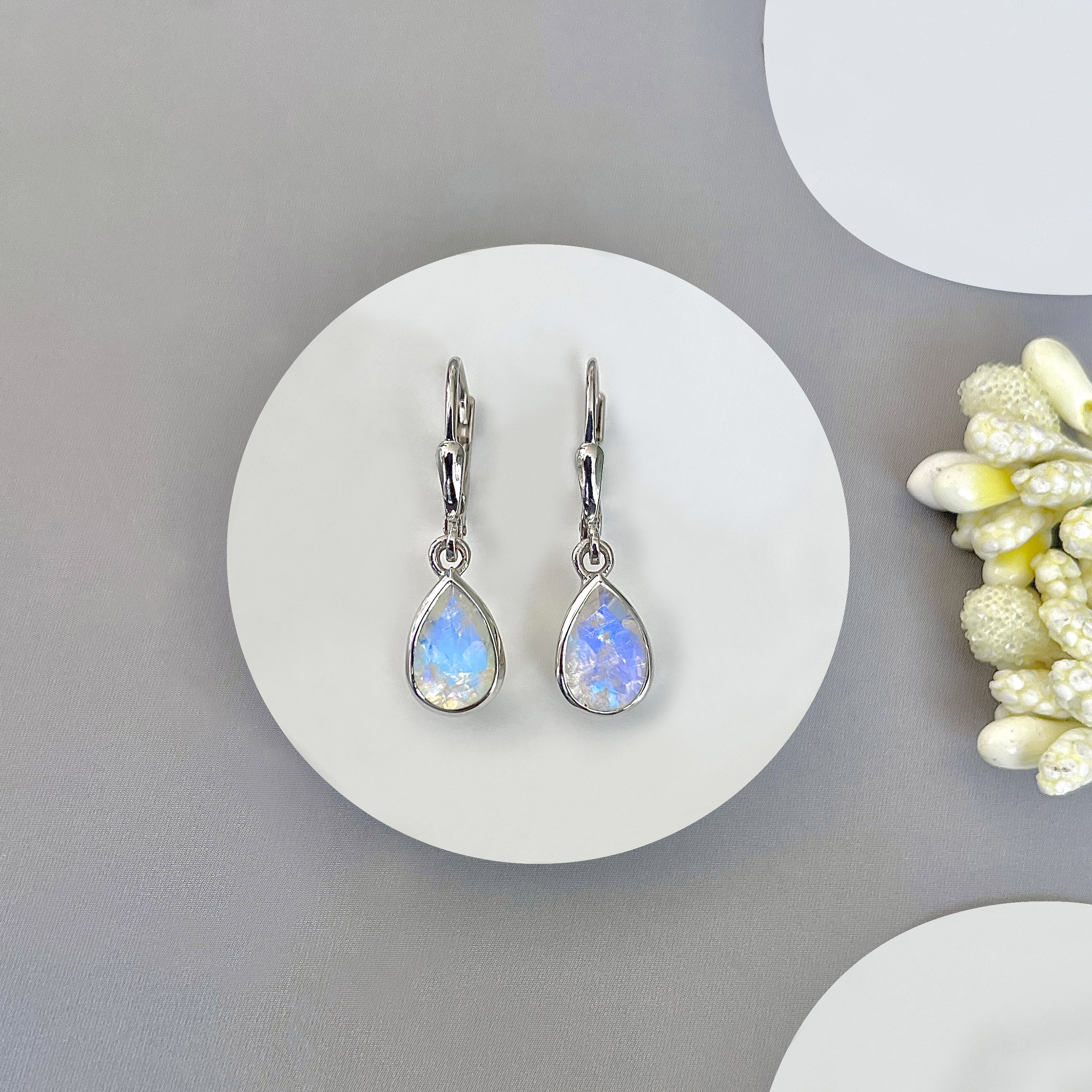 Moonstone Leverback Earring-(RBM-SE-679.)