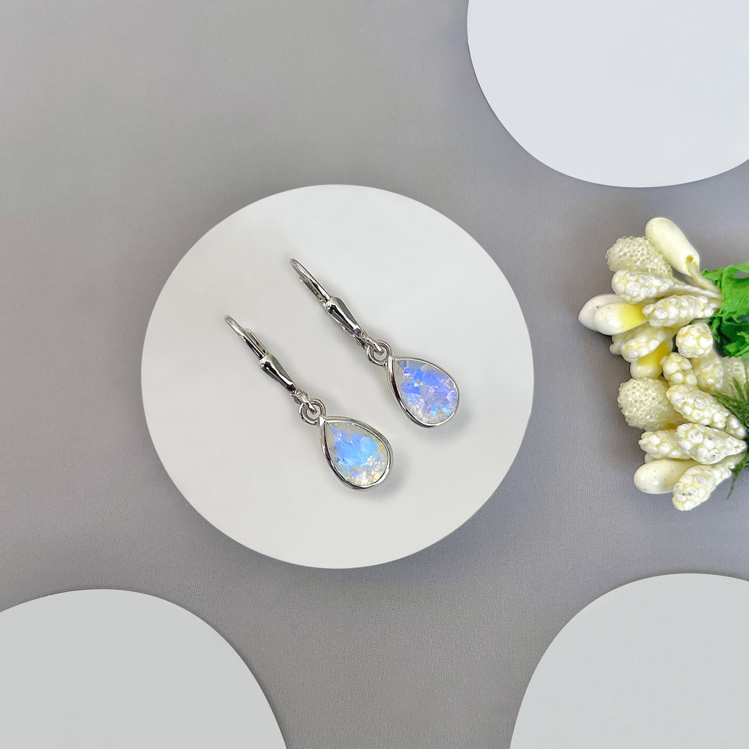 Moonstone Leverback Earring-(RBM-SE-679.)