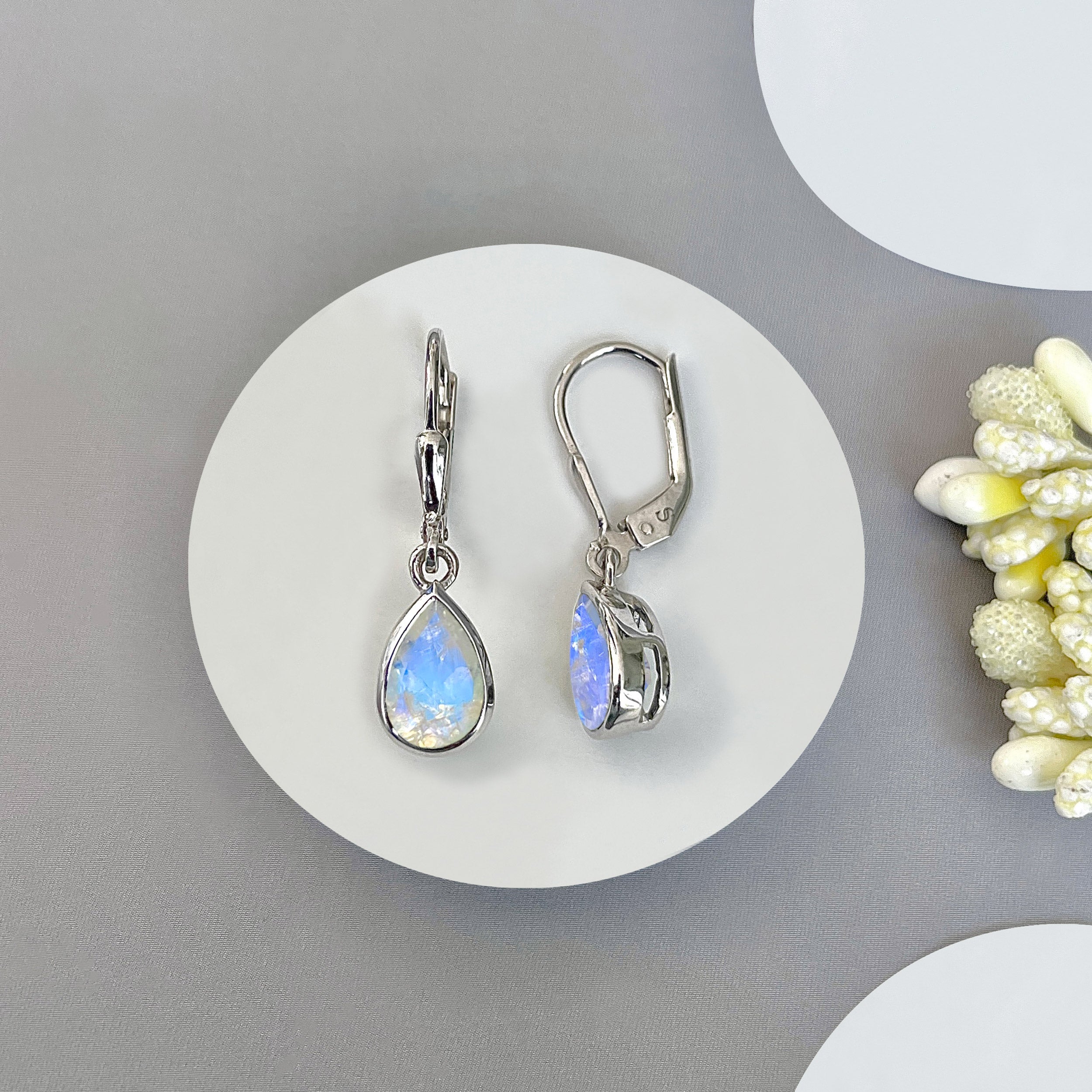 Moonstone Leverback Earring-(RBM-SE-679.)