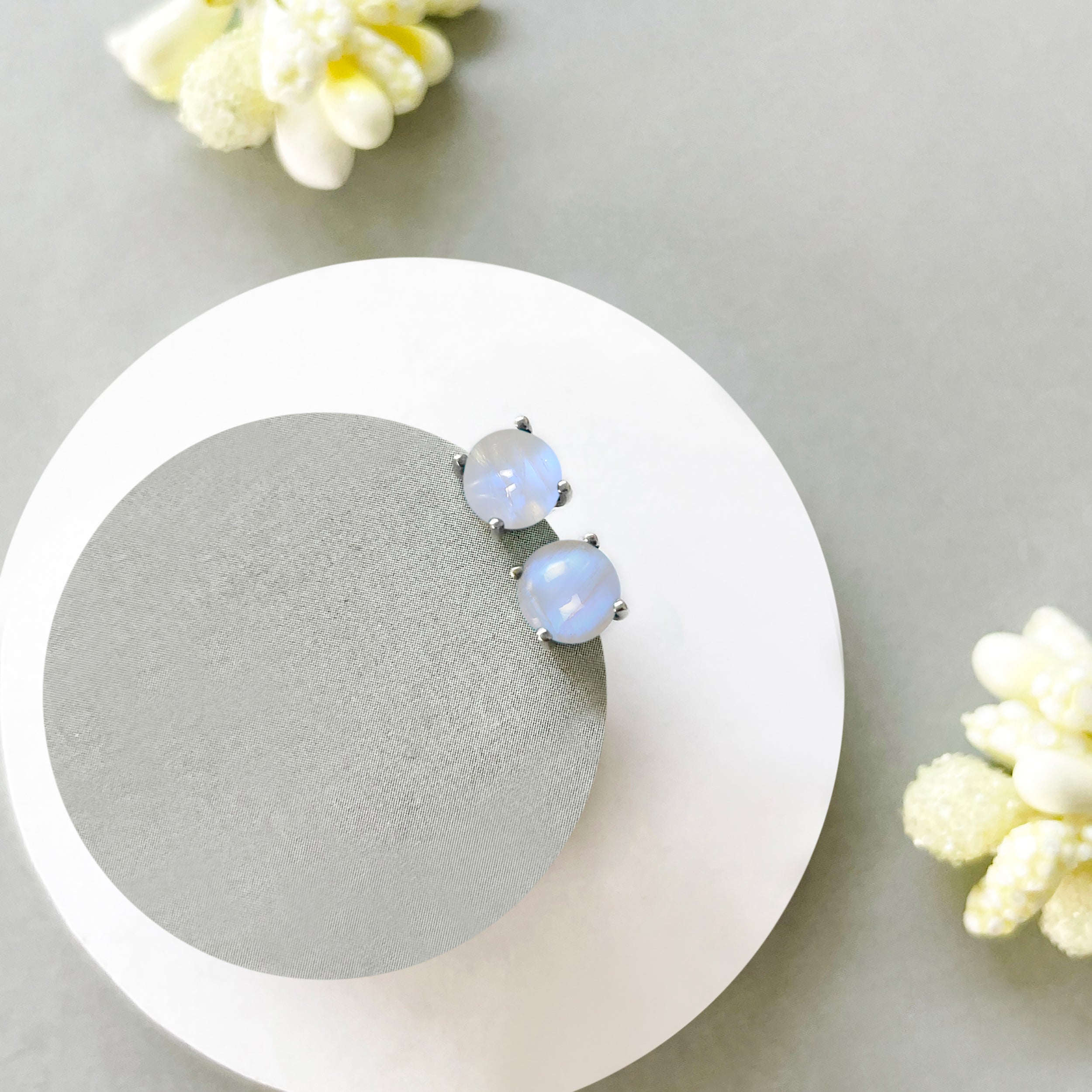 Moonstone Stud Earrings-(RBM-SE-699.)