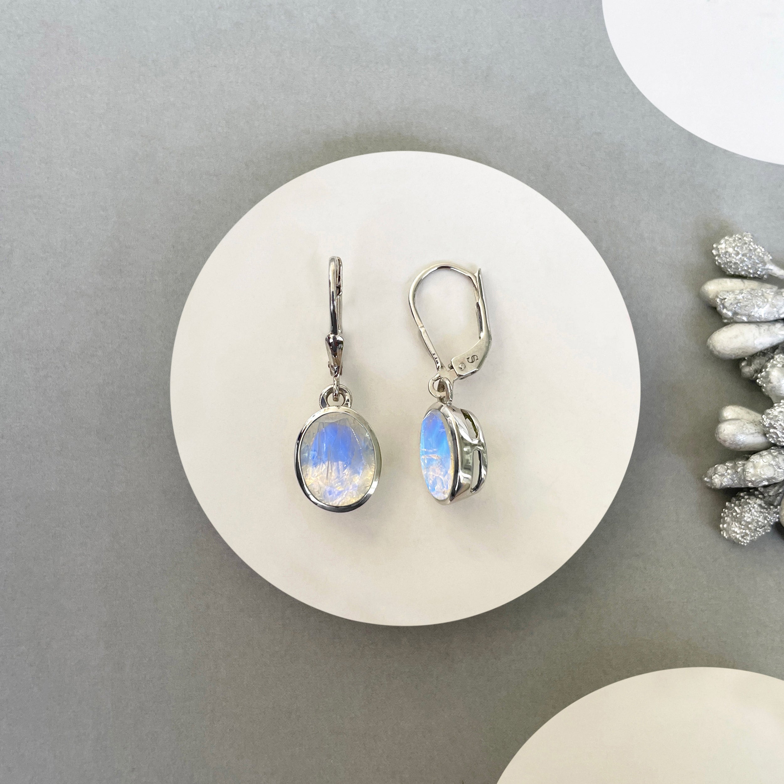 Moonstone Leverback Earring-(RBM-SE-713.)