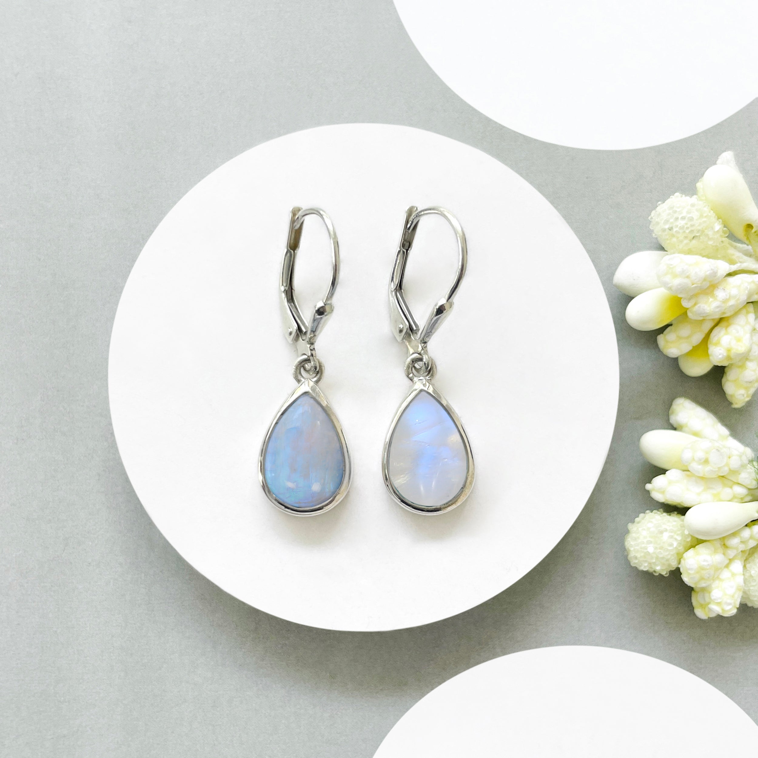 Moonstone Leverback Earring-(RBM-SE-728.)