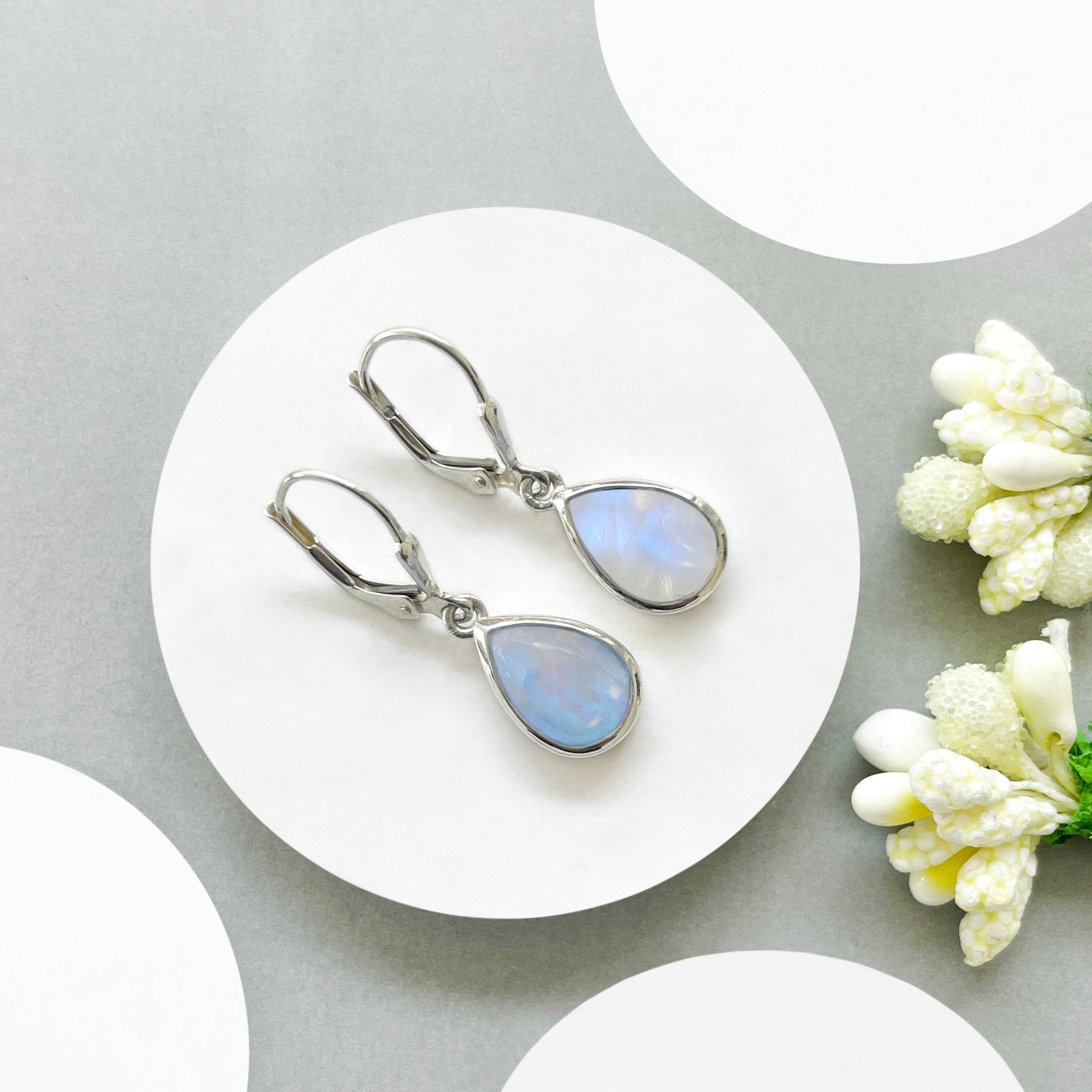 Moonstone Leverback Earring-(RBM-SE-728.)