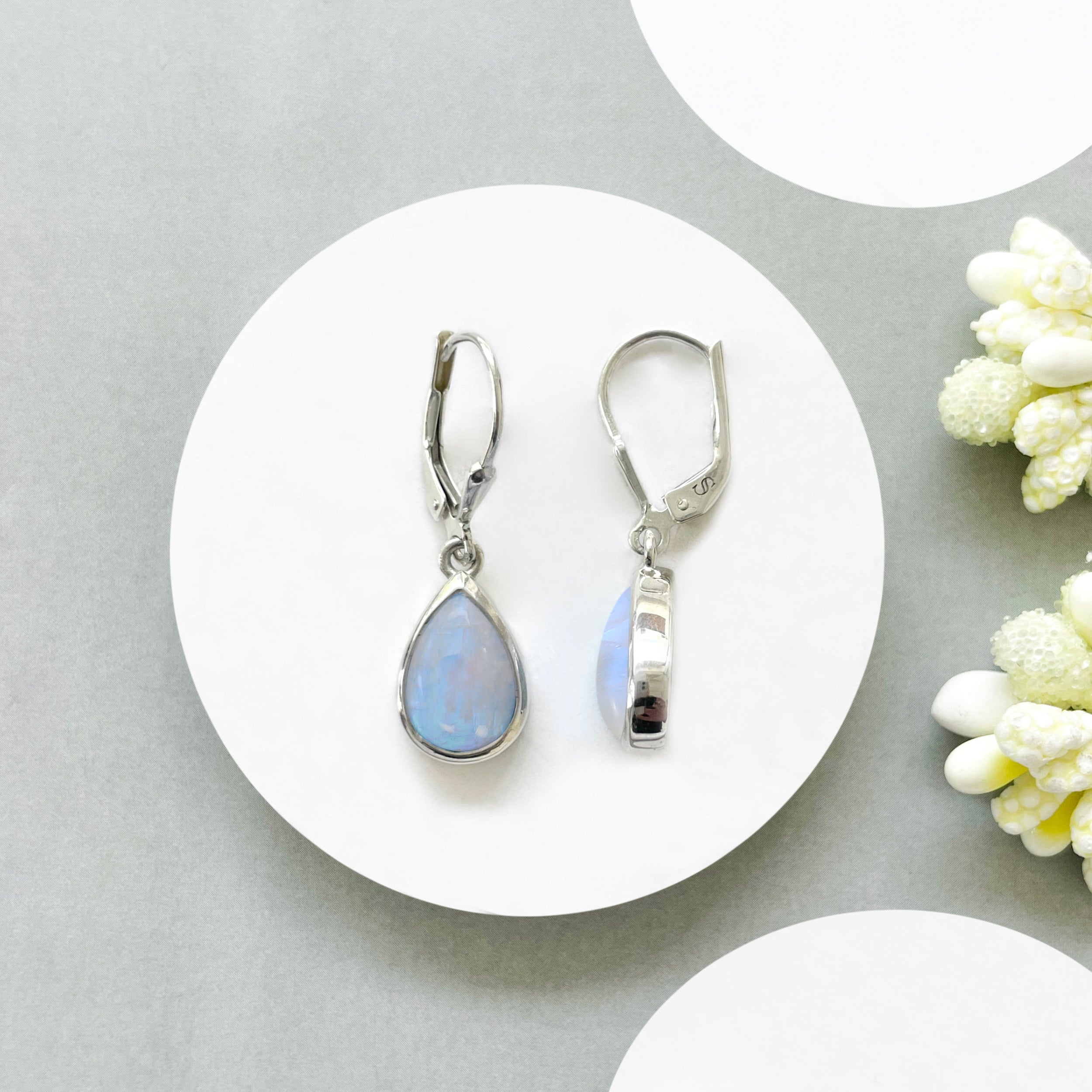Moonstone Leverback Earring-(RBM-SE-728.)