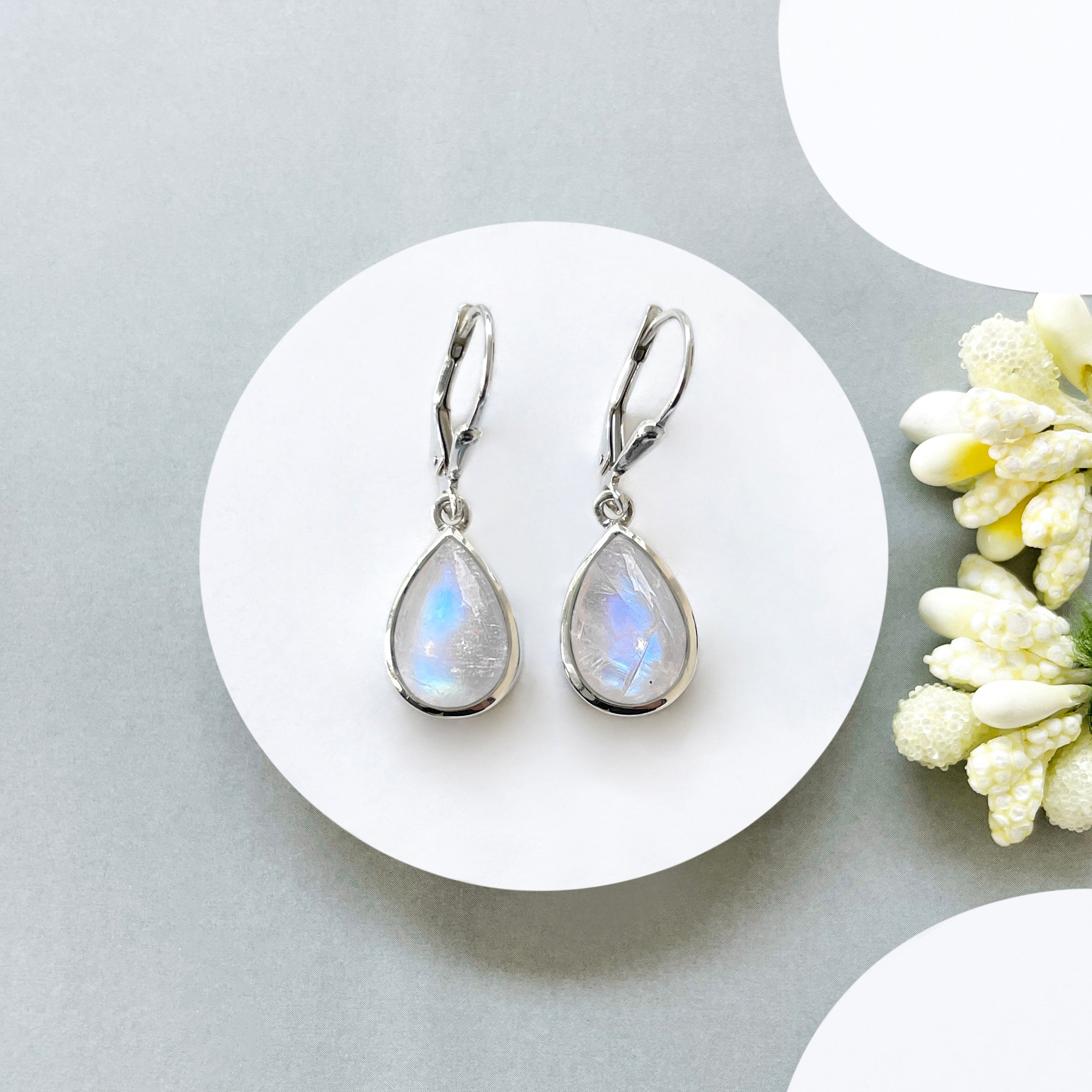 Moonstone Leverback Earring-(RBM-SE-729.)