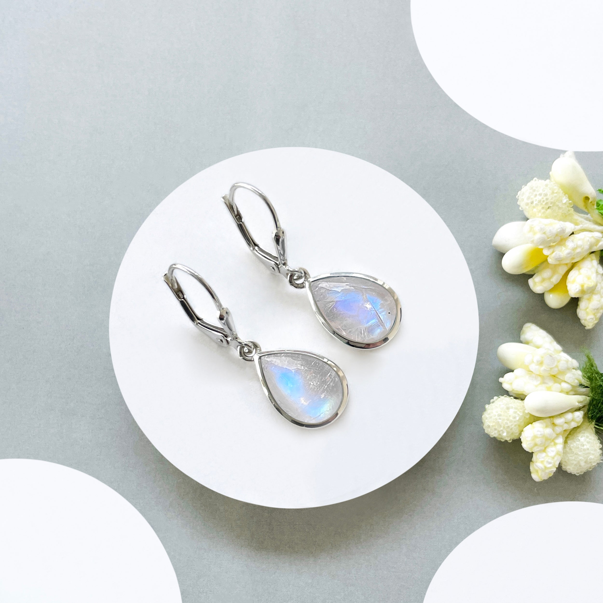 Moonstone Leverback Earring-(RBM-SE-729.)