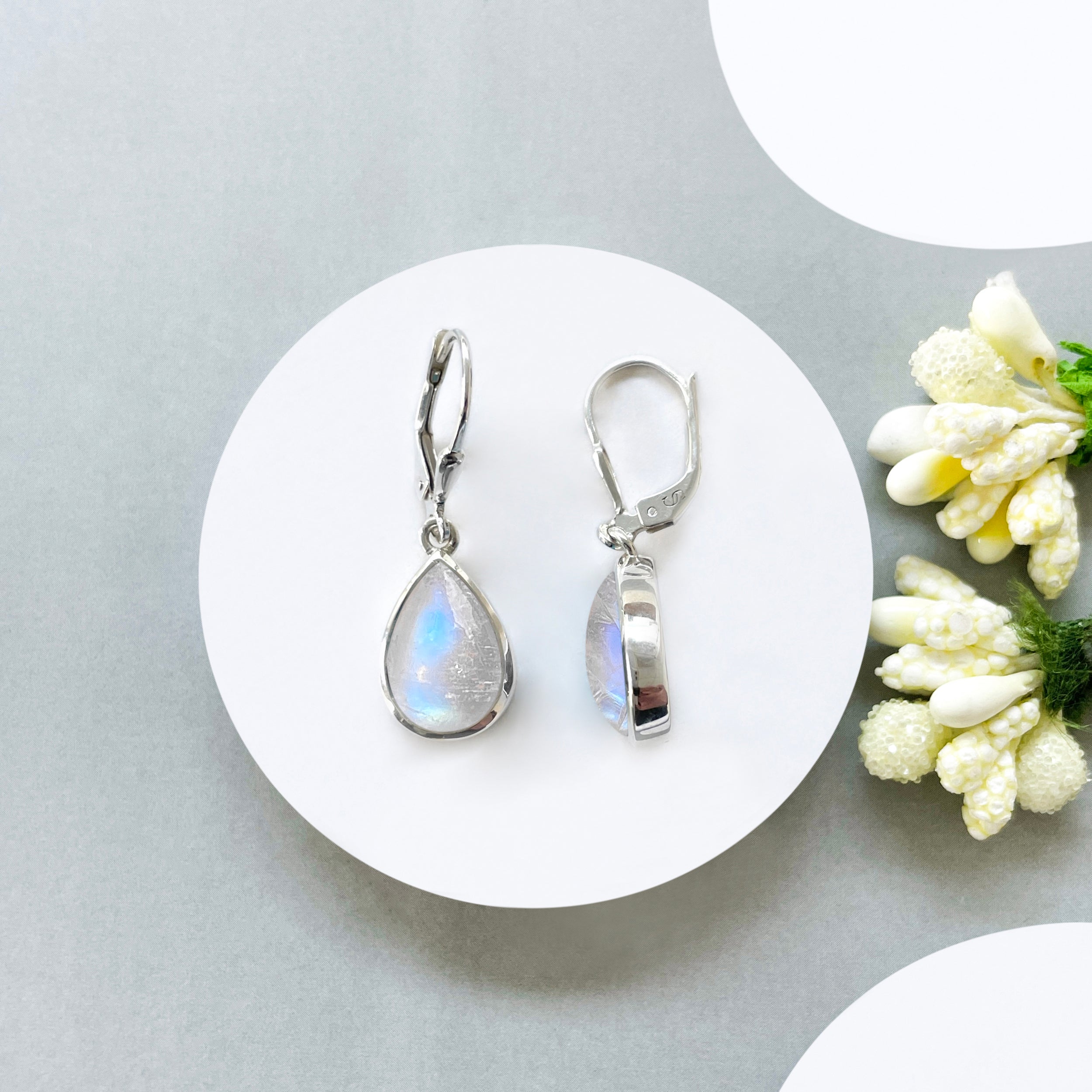 Moonstone Leverback Earring-(RBM-SE-729.)