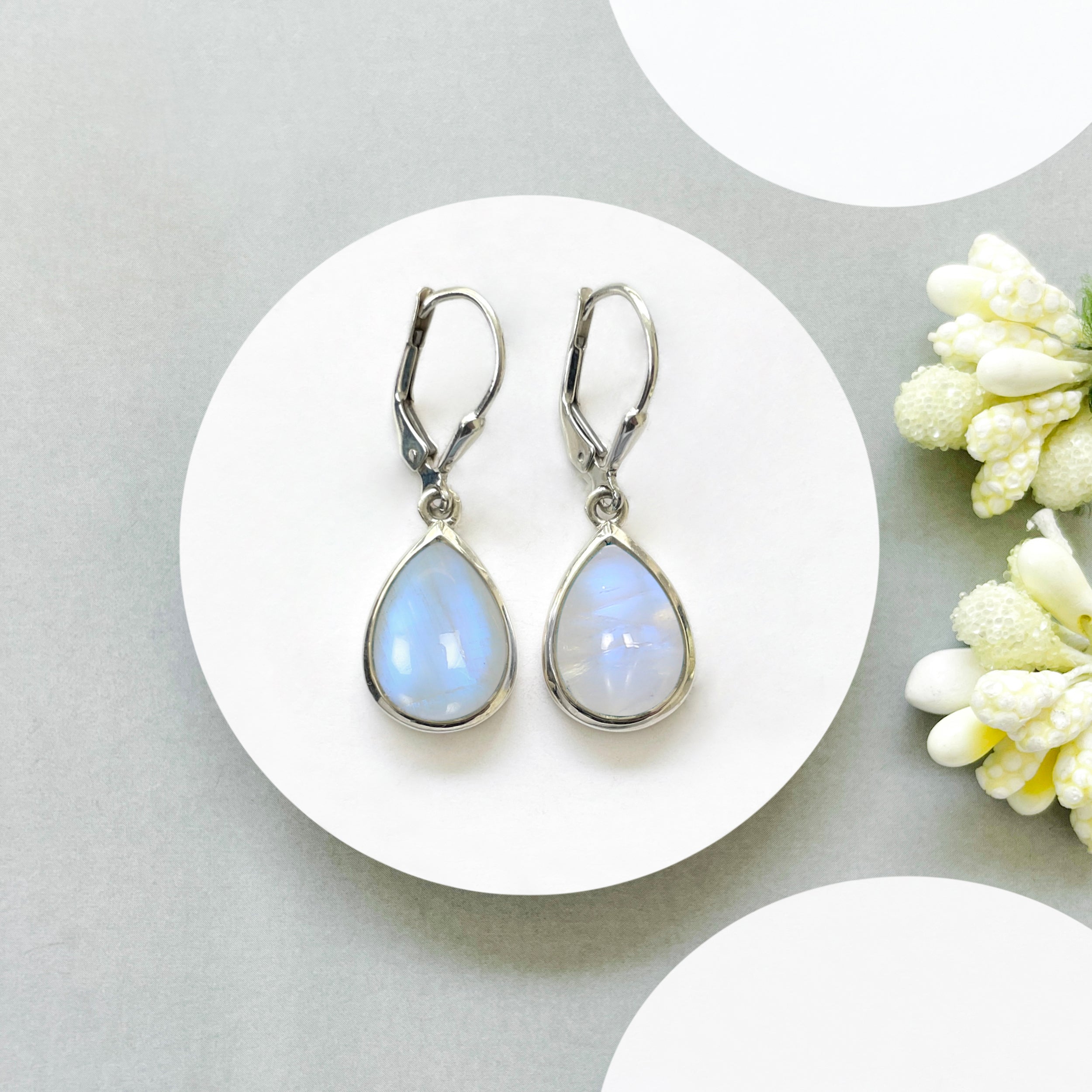 Moonstone Leverback Earring-(RBM-SE-731.)